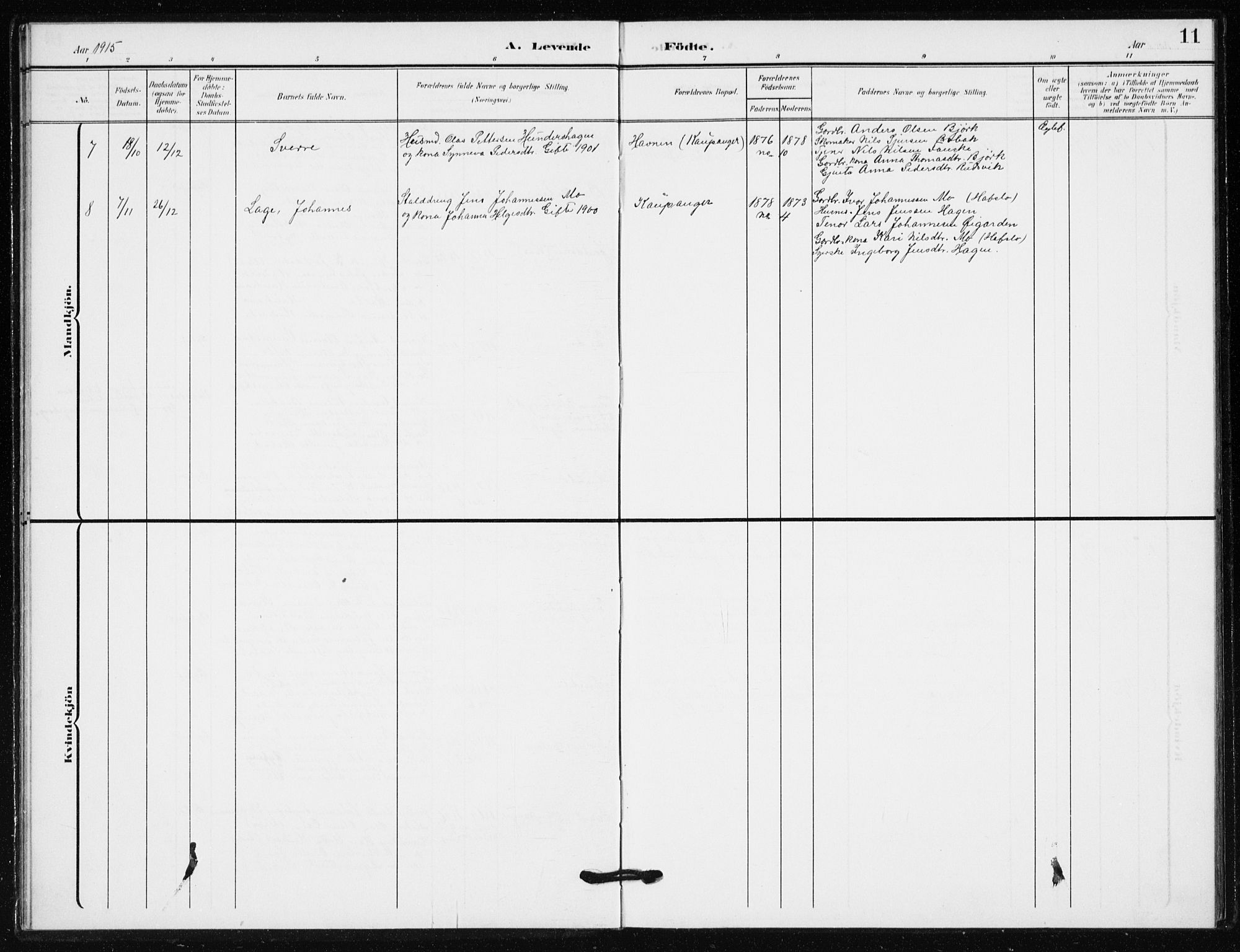 Sogndal sokneprestembete, SAB/A-81301/H/Hab/Habb/L0002: Parish register (copy) no. B 2, 1908-1933, p. 11