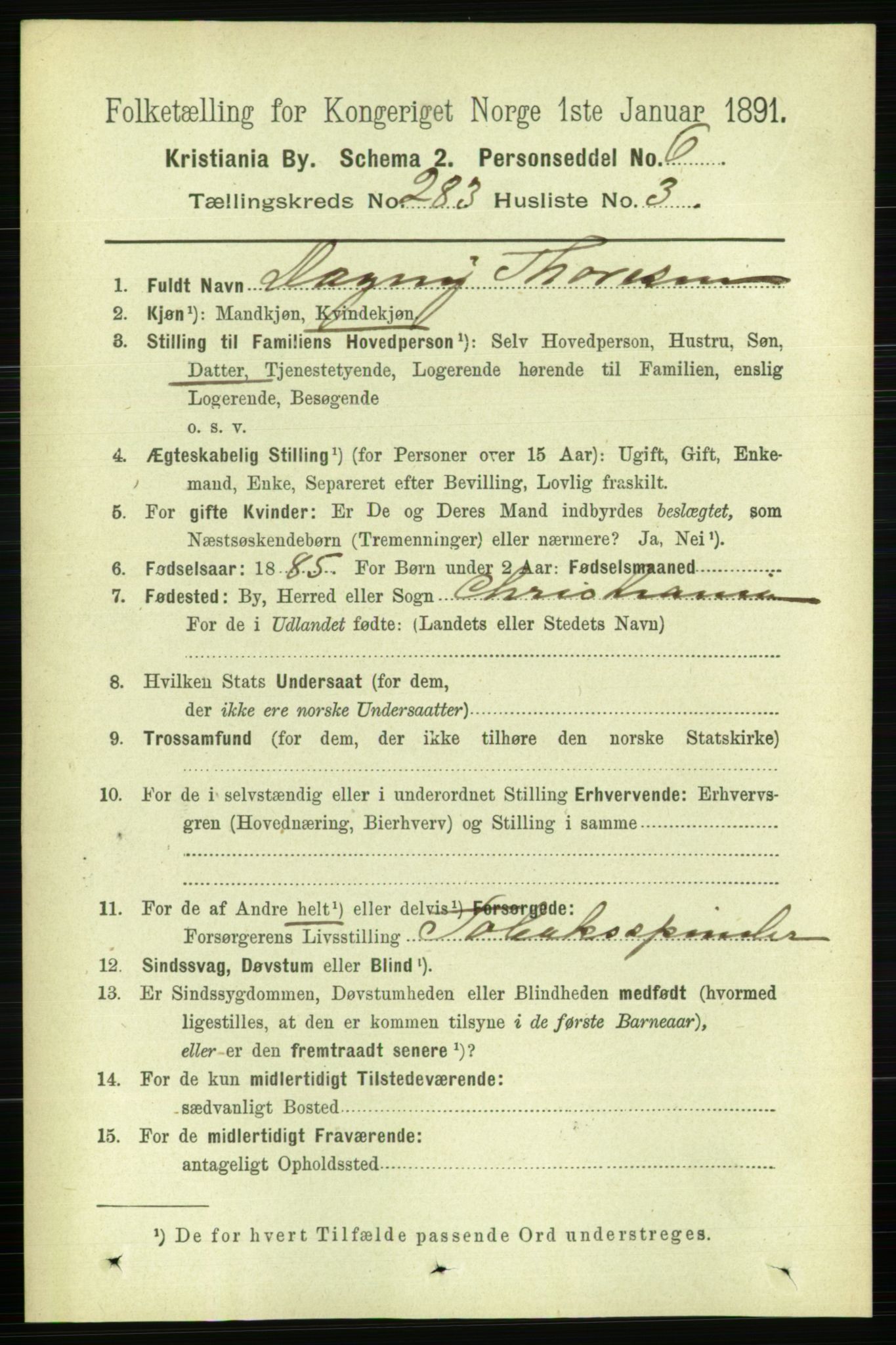 RA, 1891 census for 0301 Kristiania, 1891, p. 172686