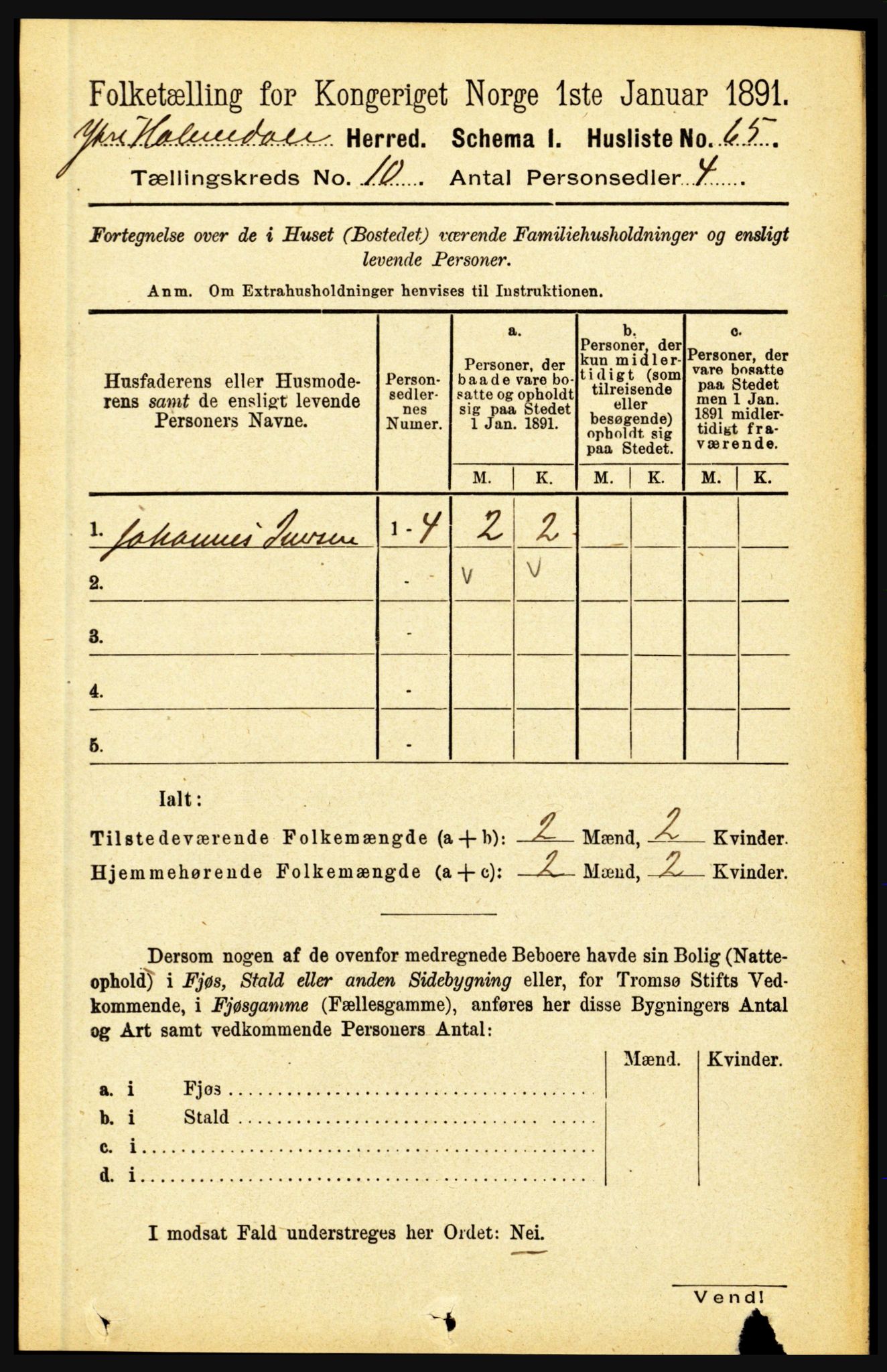 RA, 1891 census for 1429 Ytre Holmedal, 1891, p. 2292