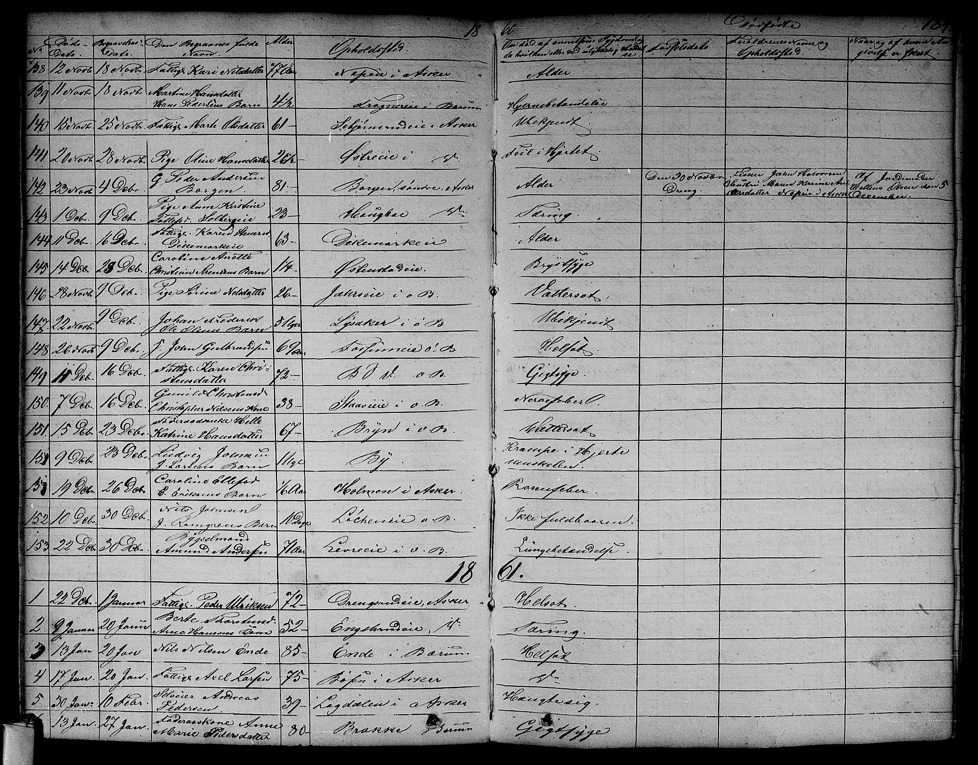 Asker prestekontor Kirkebøker, SAO/A-10256a/F/Fa/L0011: Parish register (official) no. I 11, 1825-1878, p. 184