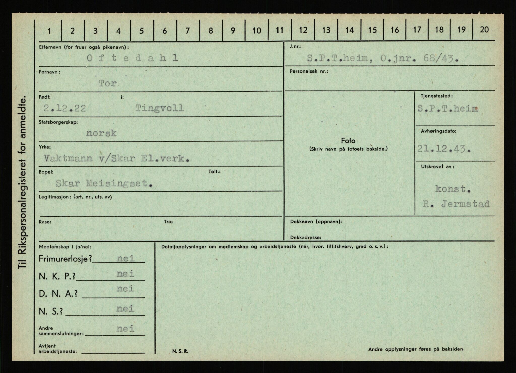 Statspolitiet - Hovedkontoret / Osloavdelingen, AV/RA-S-1329/C/Ca/L0012: Oanæs - Quistgaard	, 1943-1945, p. 130