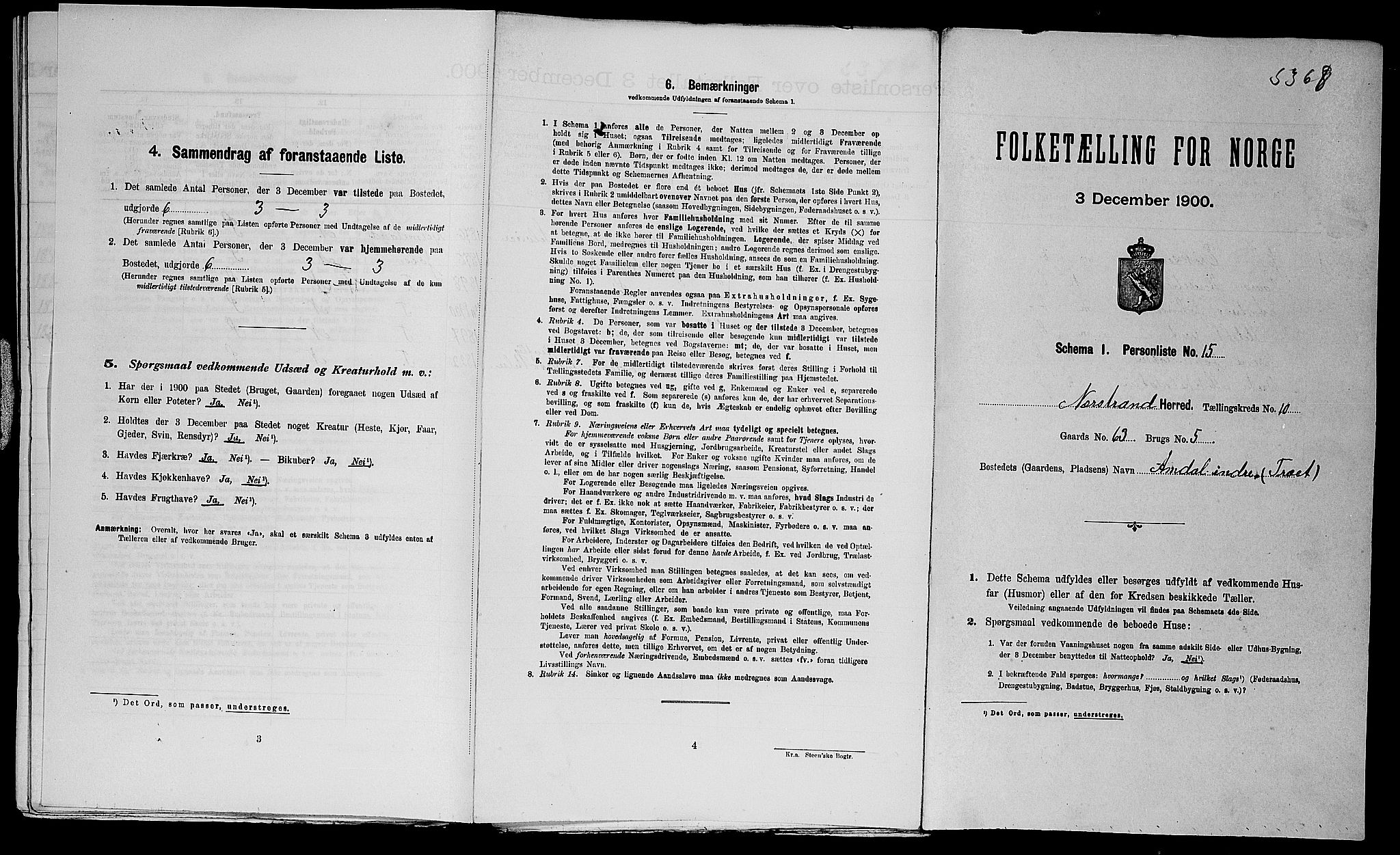 SAST, 1900 census for Nedstrand, 1900, p. 585