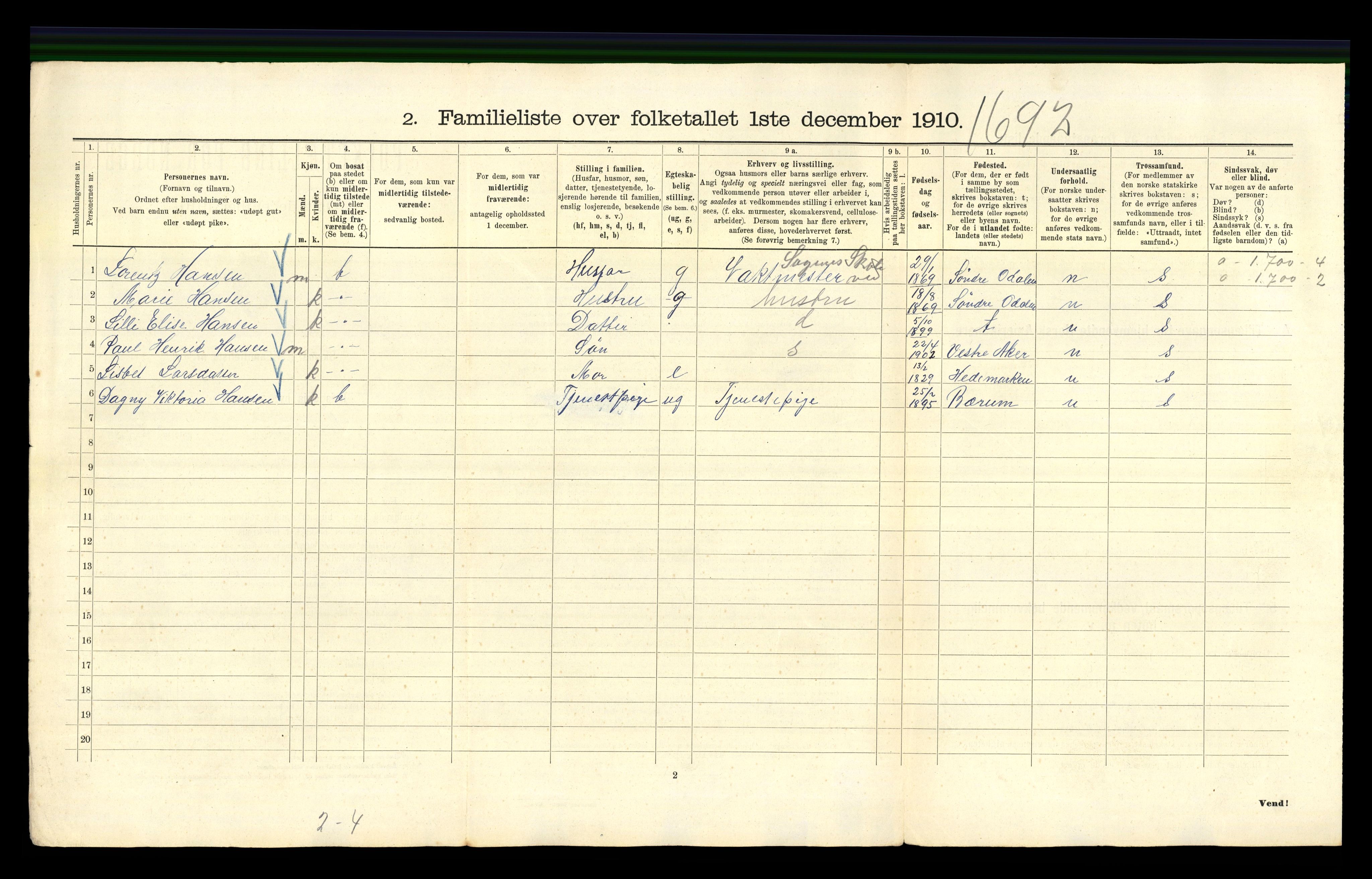 RA, 1910 census for Kristiania, 1910, p. 5482