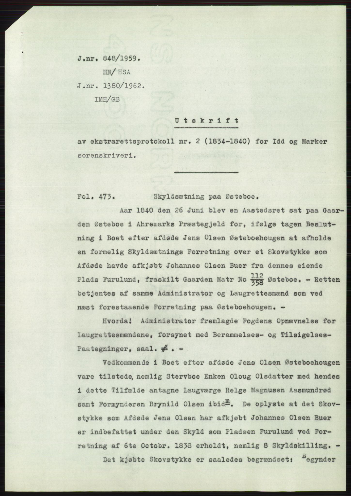 Statsarkivet i Oslo, SAO/A-10621/Z/Zd/L0010: Avskrifter, j.nr 753-1498/1959, 1959, p. 34