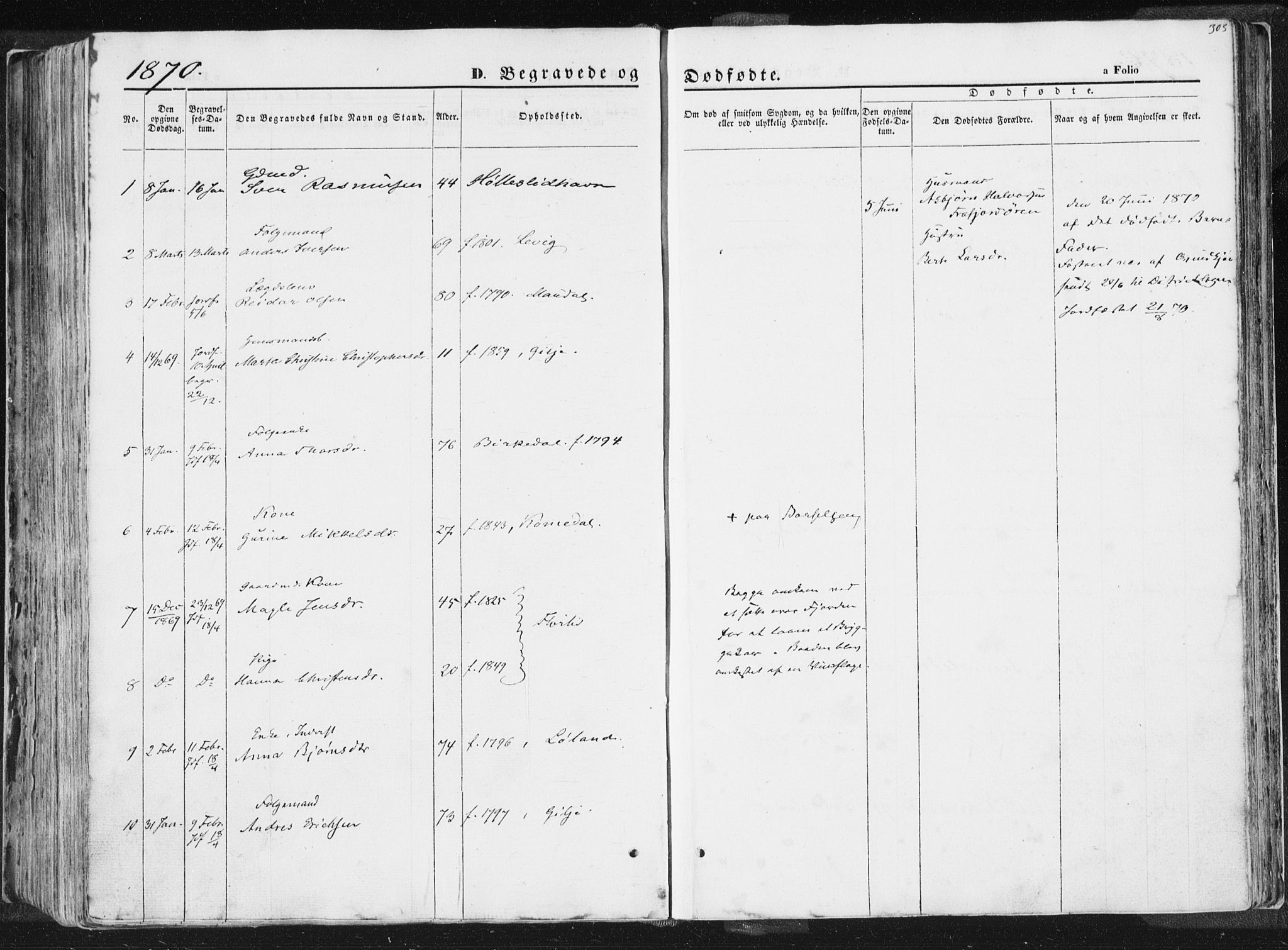 Høgsfjord sokneprestkontor, AV/SAST-A-101624/H/Ha/Haa/L0001: Parish register (official) no. A 1, 1854-1875, p. 303