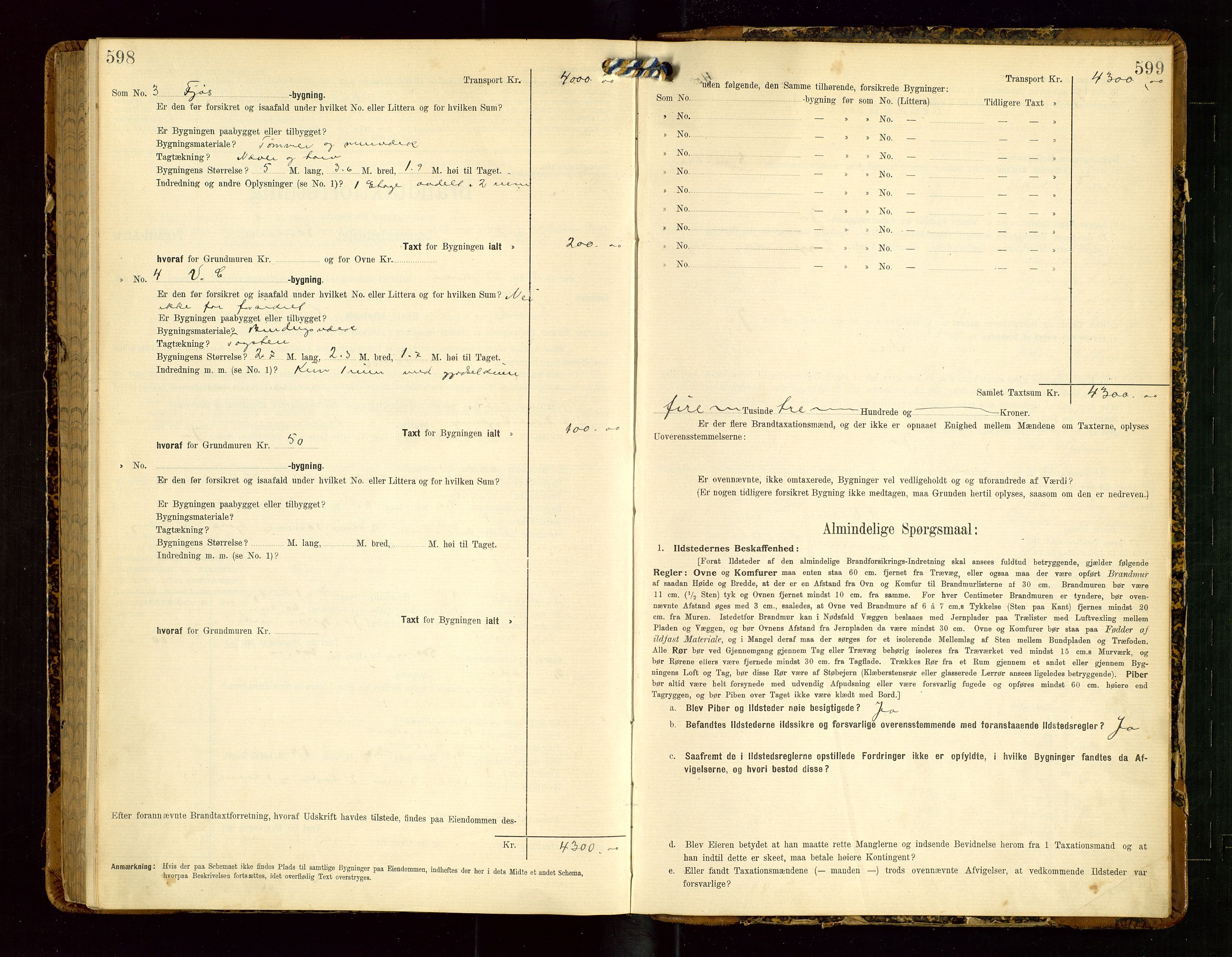 Lund lensmannskontor, AV/SAST-A-100303/Gob/L0002: "Brandtakstprotokol", 1908-1918, p. 598-599