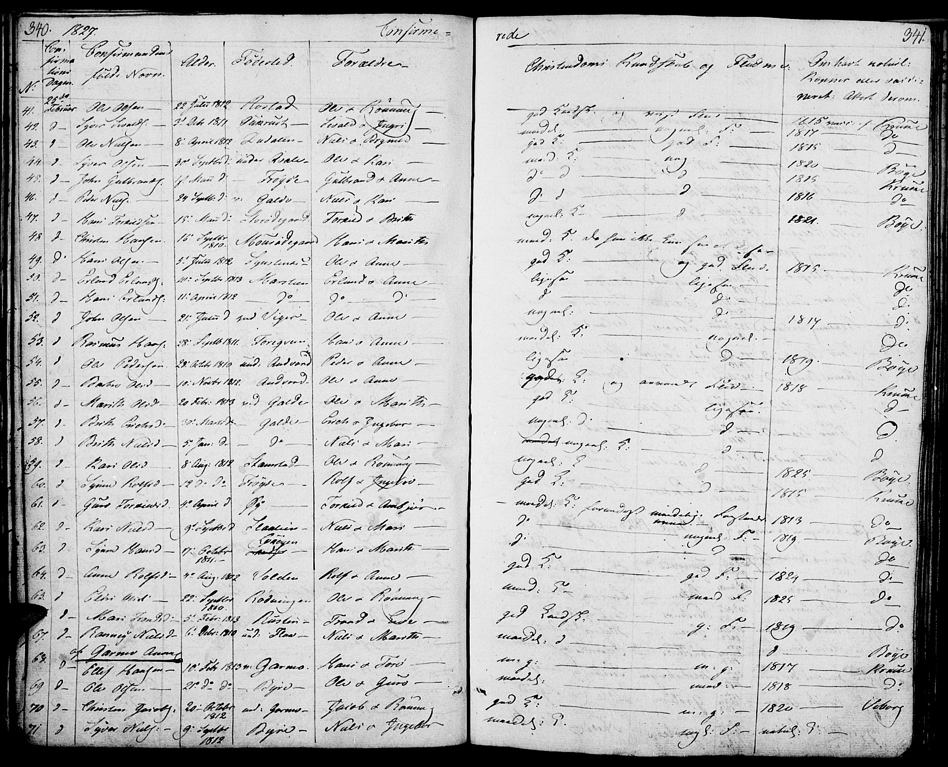 Lom prestekontor, SAH/PREST-070/K/L0005: Parish register (official) no. 5, 1825-1837, p. 340-341