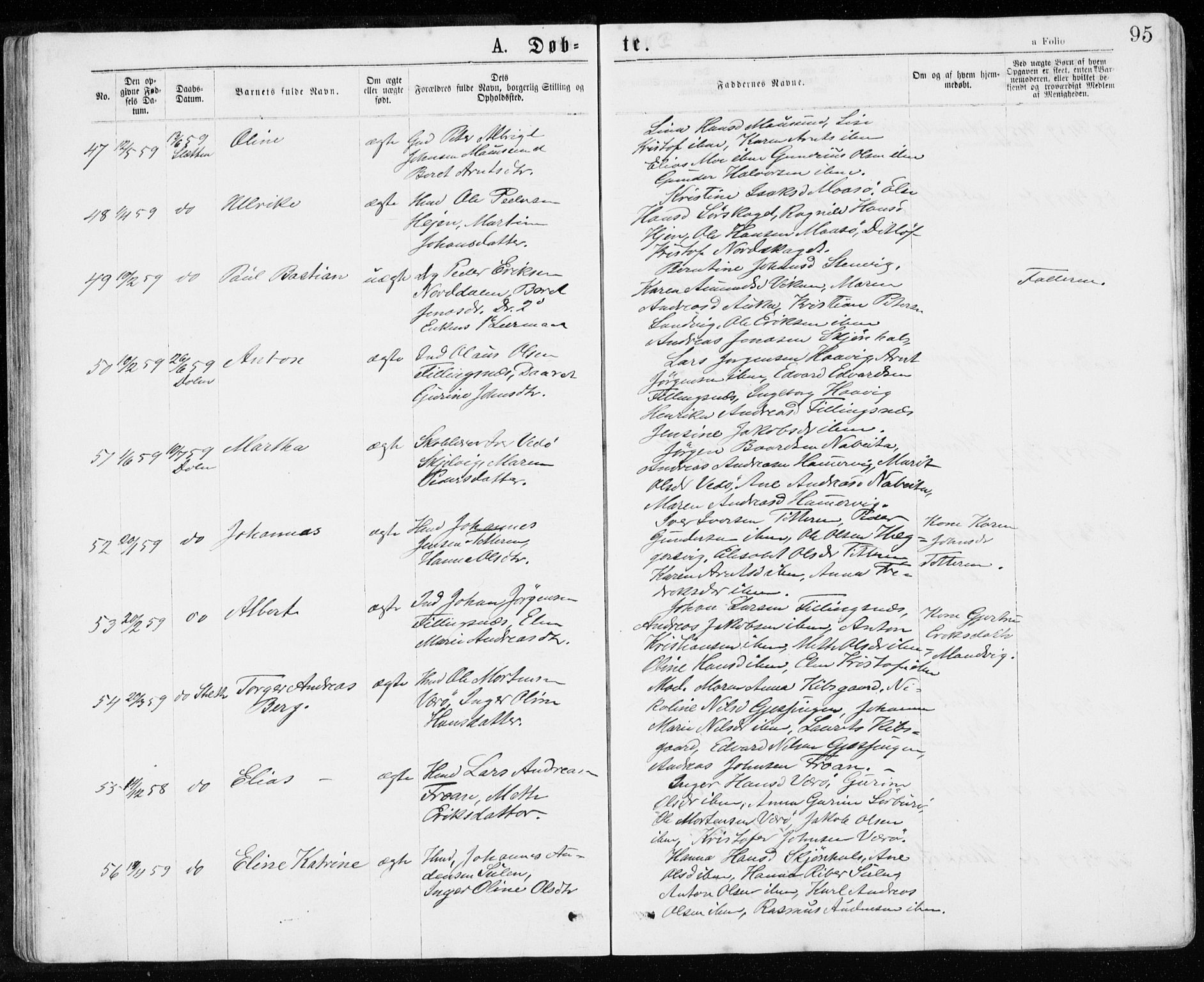 Ministerialprotokoller, klokkerbøker og fødselsregistre - Sør-Trøndelag, AV/SAT-A-1456/640/L0576: Parish register (official) no. 640A01, 1846-1876, p. 95