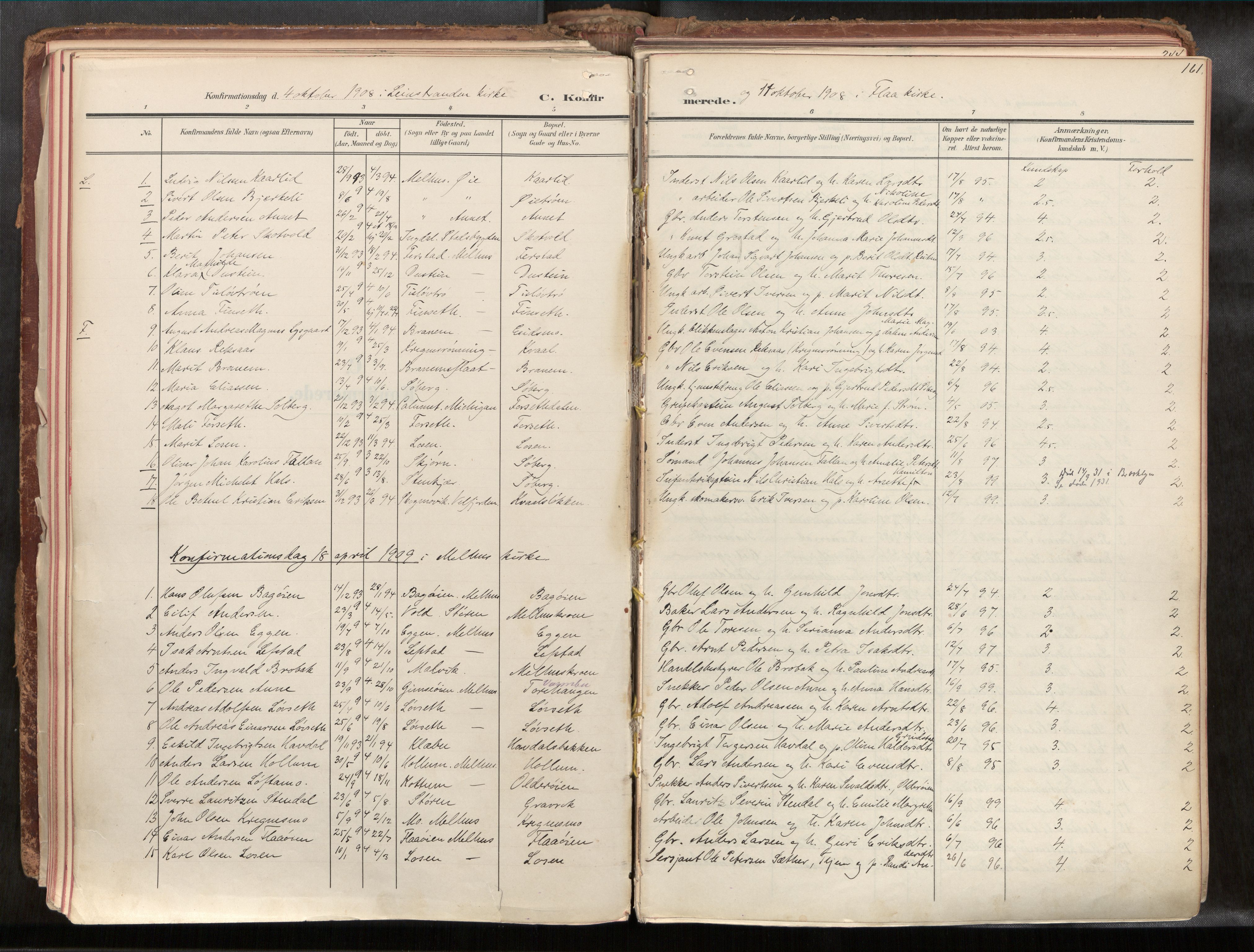 Ministerialprotokoller, klokkerbøker og fødselsregistre - Sør-Trøndelag, SAT/A-1456/691/L1085b: Parish register (official) no. 691A18, 1908-1930, p. 161