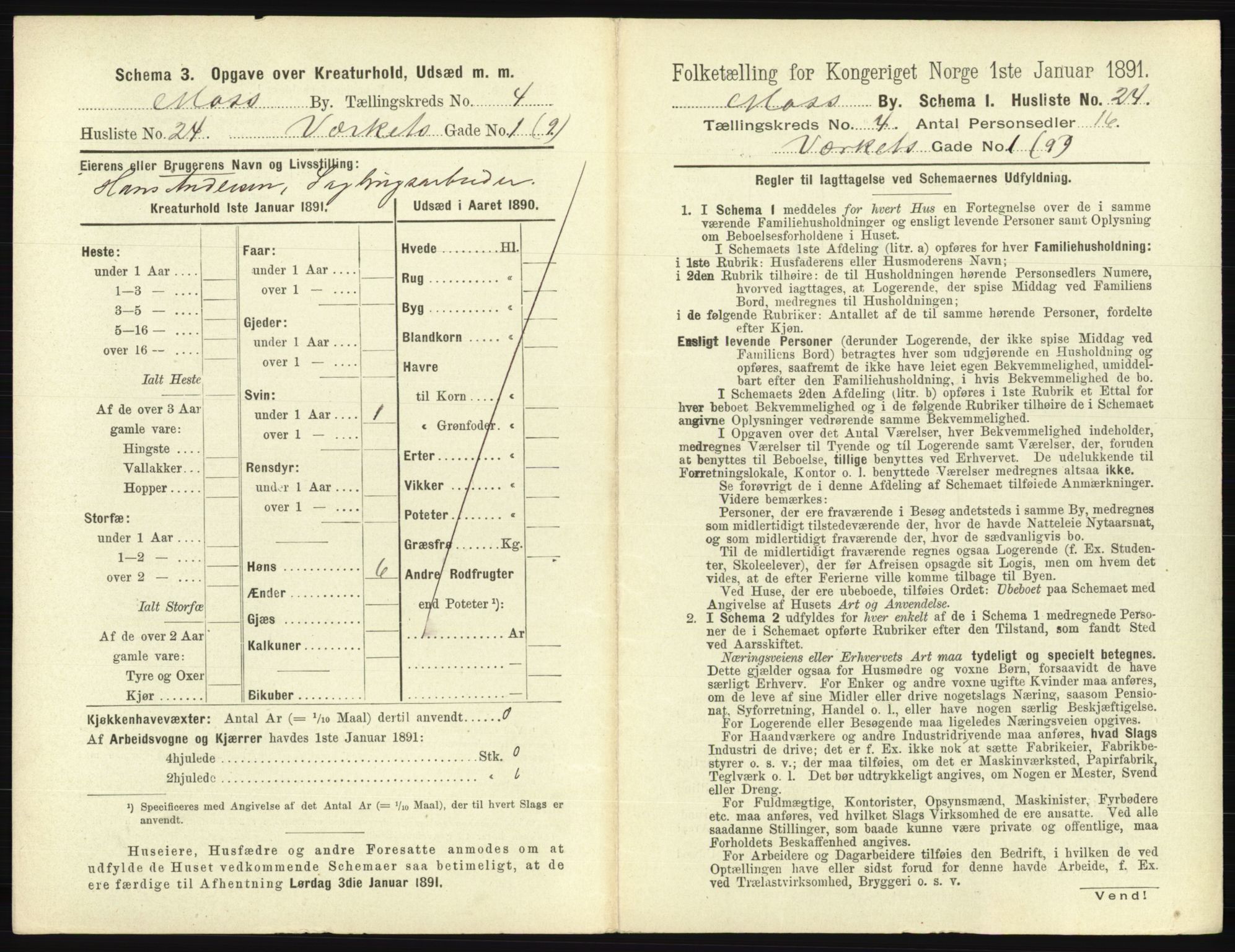 RA, 1891 census for 0104 Moss, 1891, p. 326