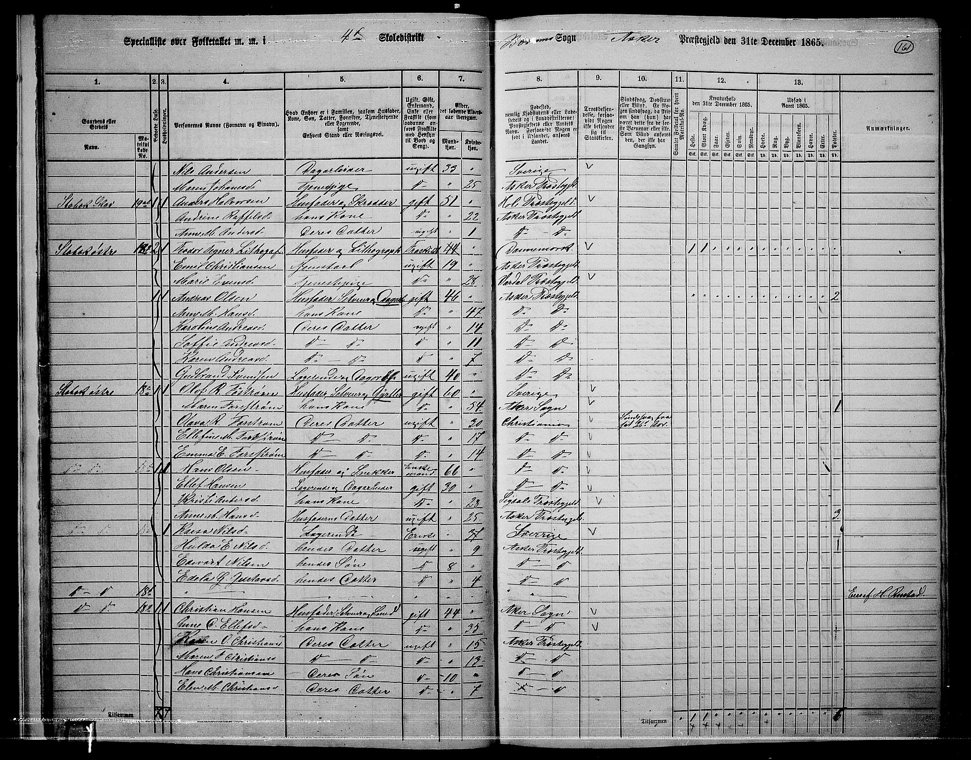 RA, 1865 census for Asker, 1865, p. 158