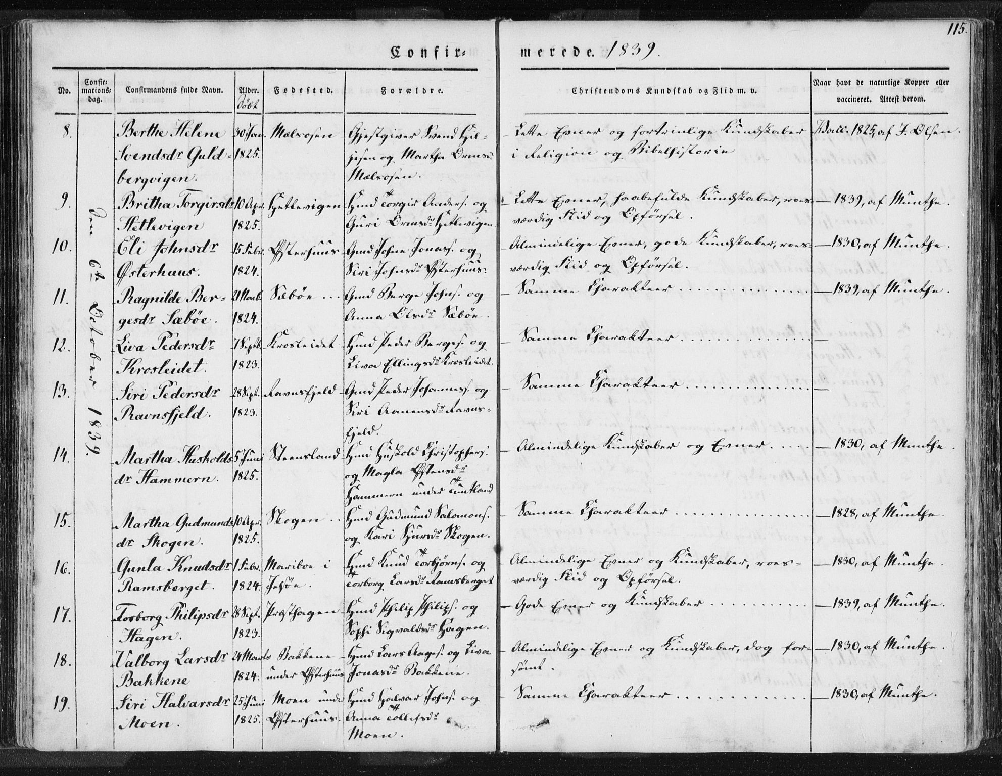 Hjelmeland sokneprestkontor, AV/SAST-A-101843/01/IV/L0006: Parish register (official) no. A 6, 1834-1845, p. 115