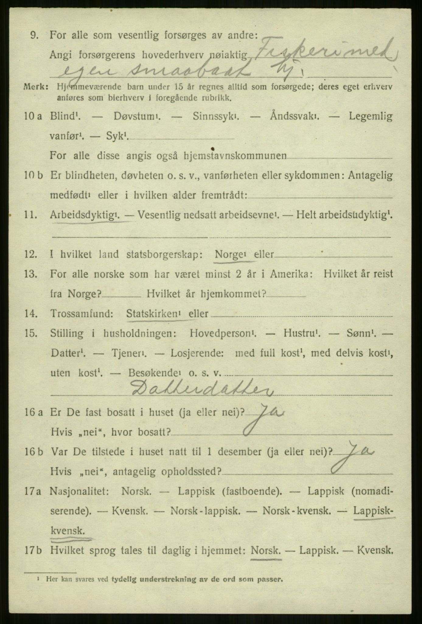 SATØ, 1920 census for Lyngen, 1920, p. 7566