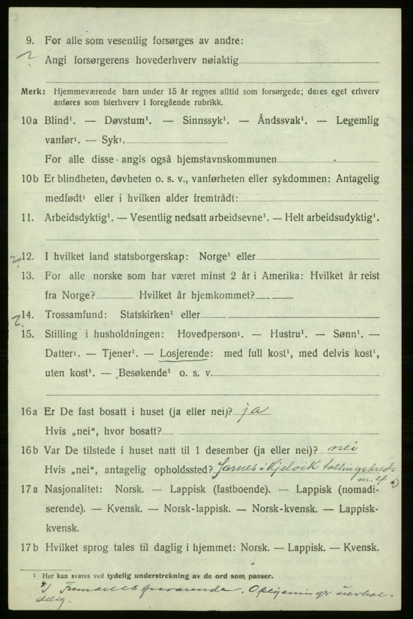 SATØ, 1920 census for Kjelvik, 1920, p. 3740