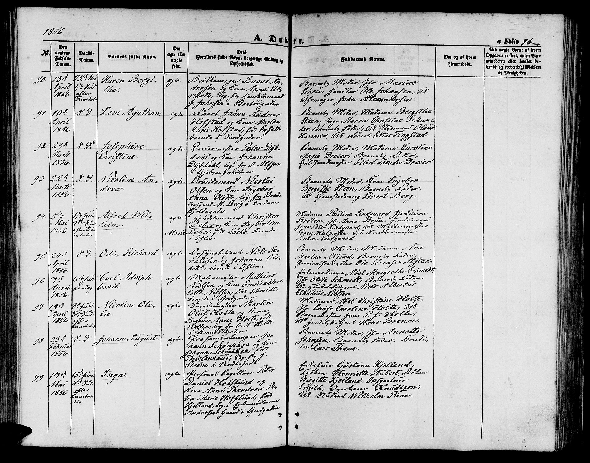 Ministerialprotokoller, klokkerbøker og fødselsregistre - Sør-Trøndelag, SAT/A-1456/602/L0138: Parish register (copy) no. 602C06, 1853-1858, p. 96