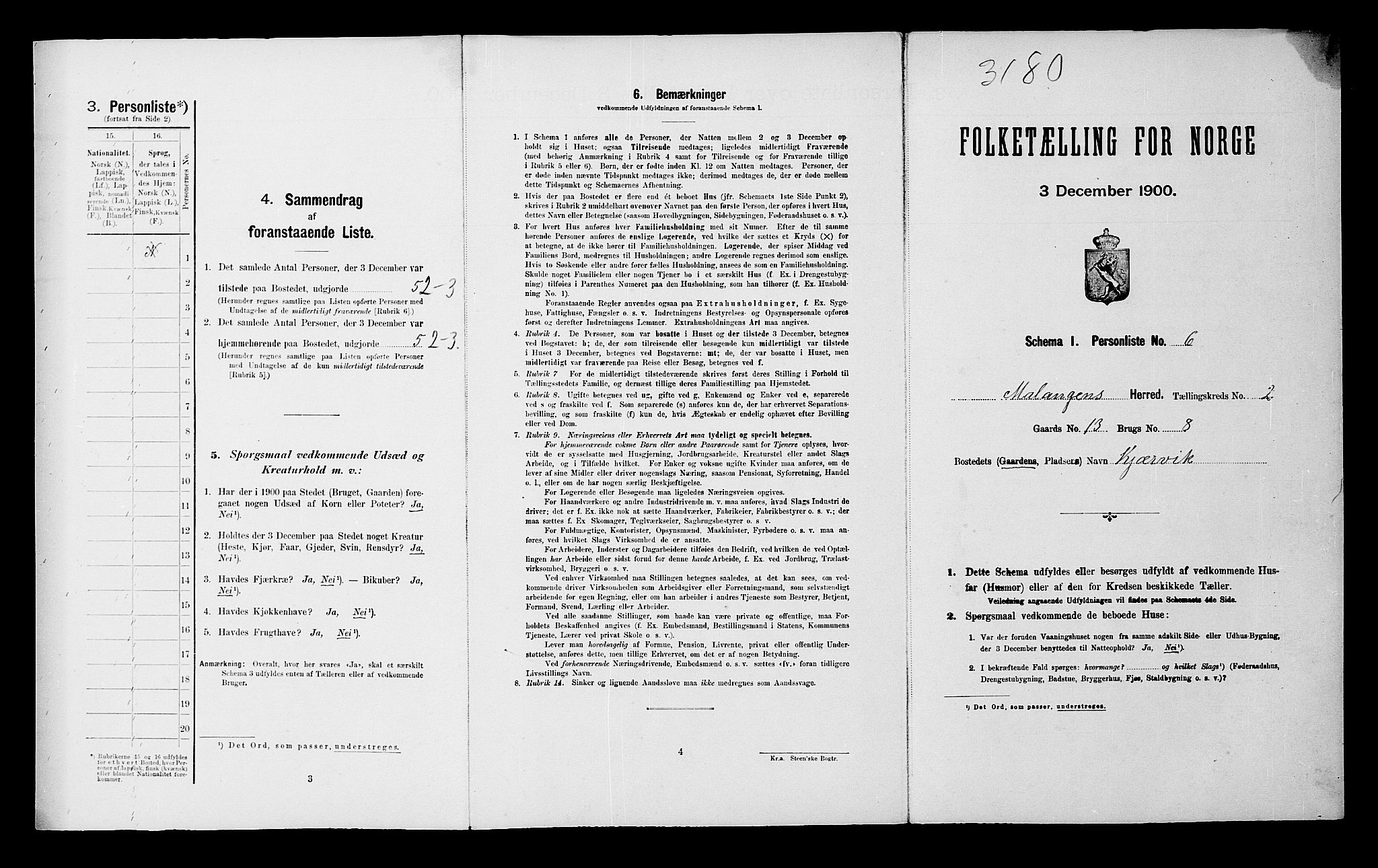 SATØ, 1900 census for Malangen, 1900, p. 139