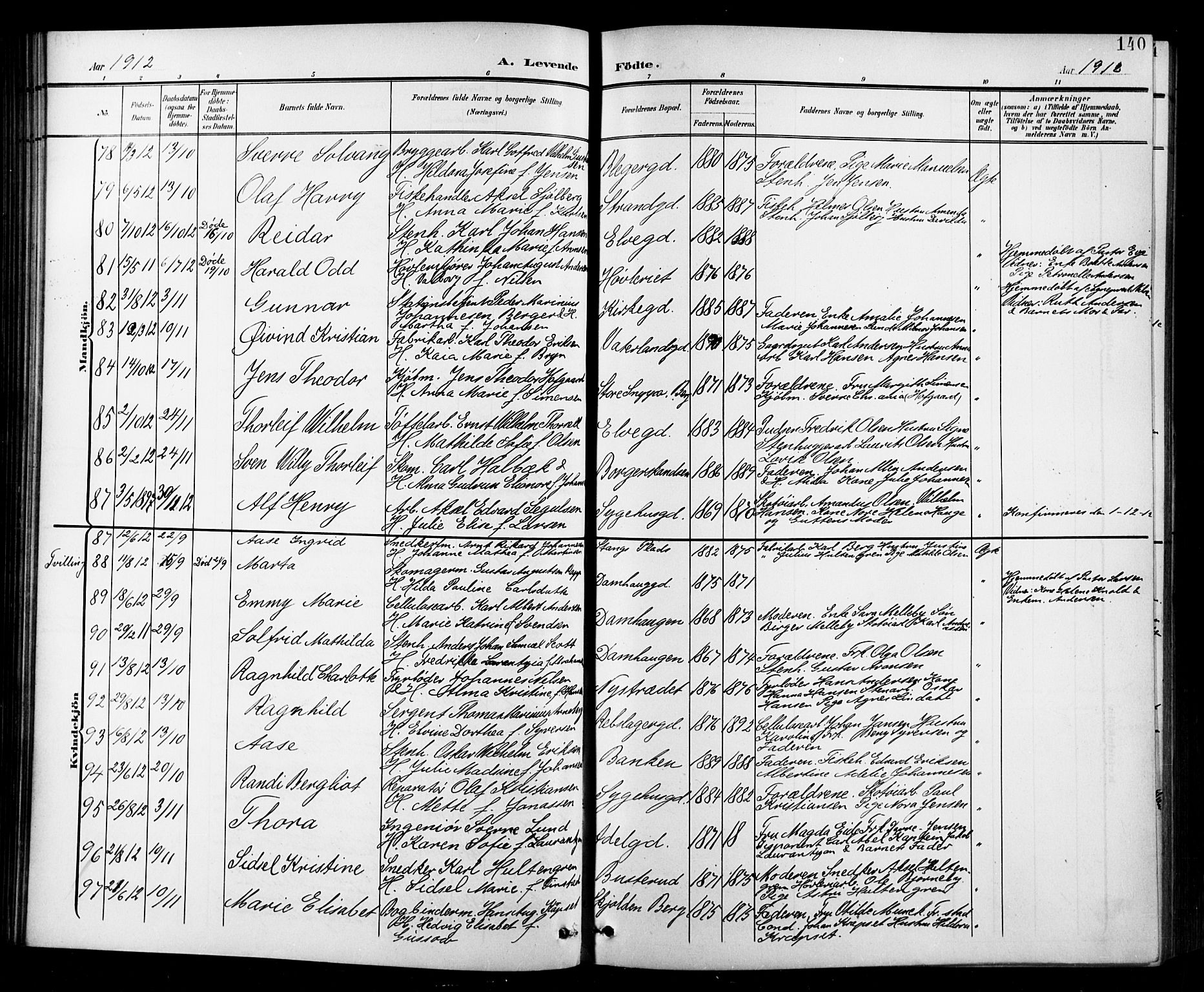 Halden prestekontor Kirkebøker, AV/SAO-A-10909/G/Ga/L0010: Parish register (copy) no. 10, 1900-1923, p. 140