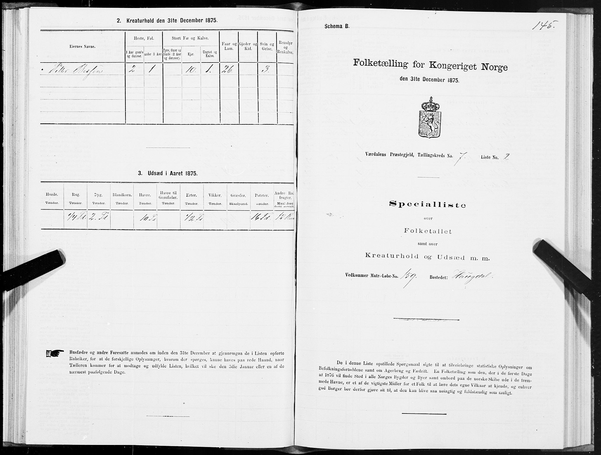 SAT, 1875 census for 1721P Verdal, 1875, p. 4145