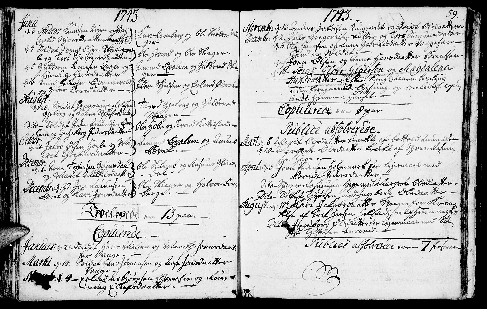 Lom prestekontor, SAH/PREST-070/K/L0001: Parish register (official) no. 1, 1733-1748, p. 59