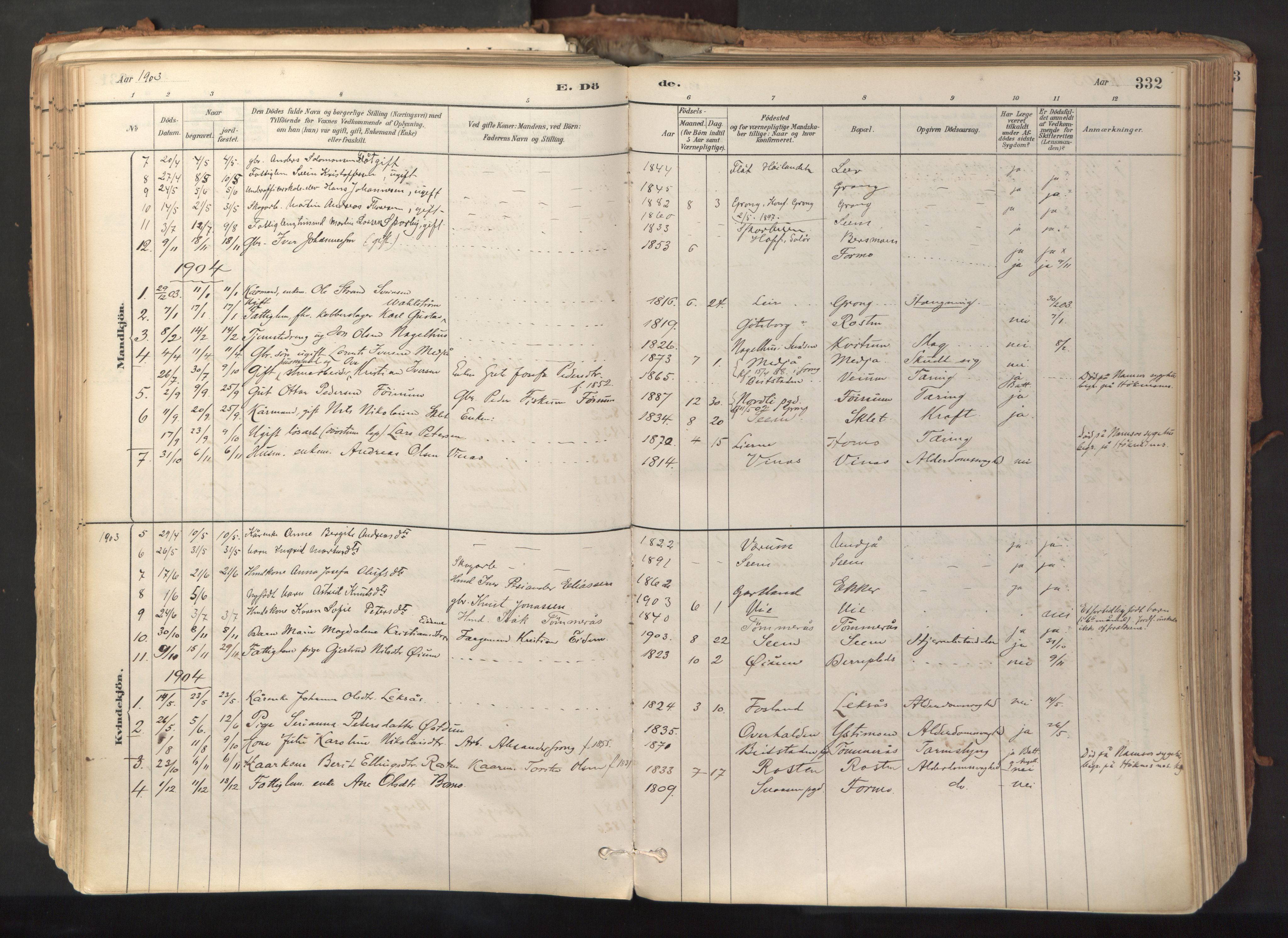 Ministerialprotokoller, klokkerbøker og fødselsregistre - Nord-Trøndelag, SAT/A-1458/758/L0519: Parish register (official) no. 758A04, 1880-1926, p. 332