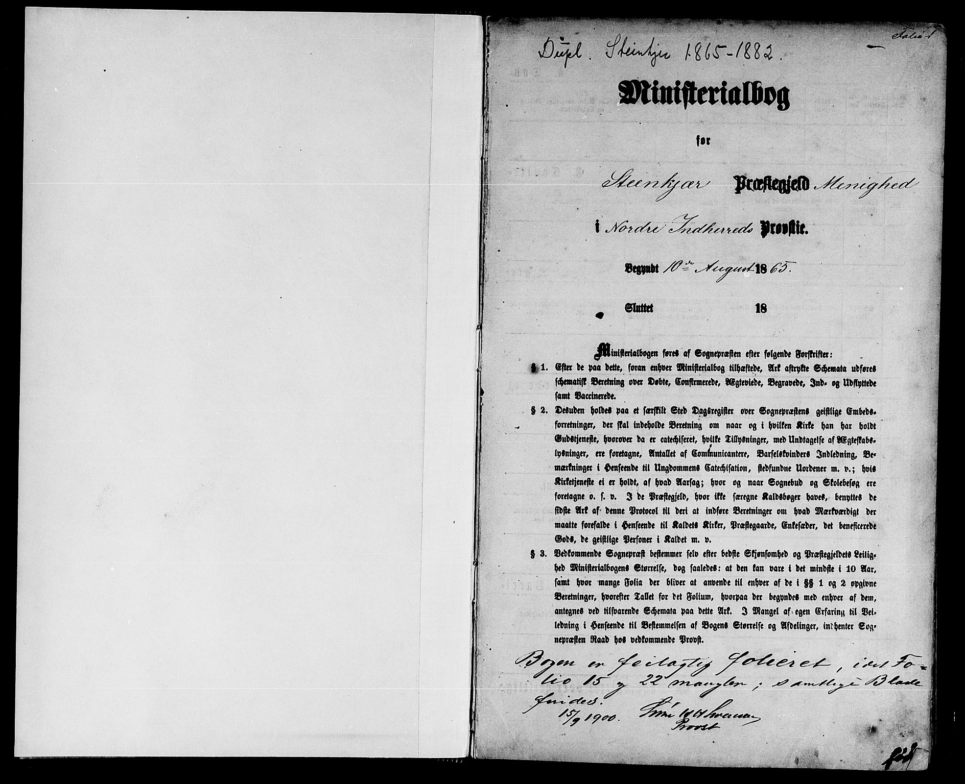 Ministerialprotokoller, klokkerbøker og fødselsregistre - Nord-Trøndelag, AV/SAT-A-1458/739/L0373: Parish register (copy) no. 739C01, 1865-1882, p. 1