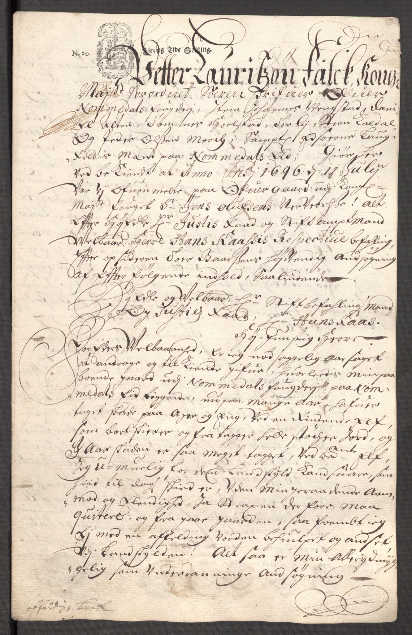 Rentekammeret inntil 1814, Reviderte regnskaper, Fogderegnskap, AV/RA-EA-4092/R64/L4425: Fogderegnskap Namdal, 1696-1698, p. 90