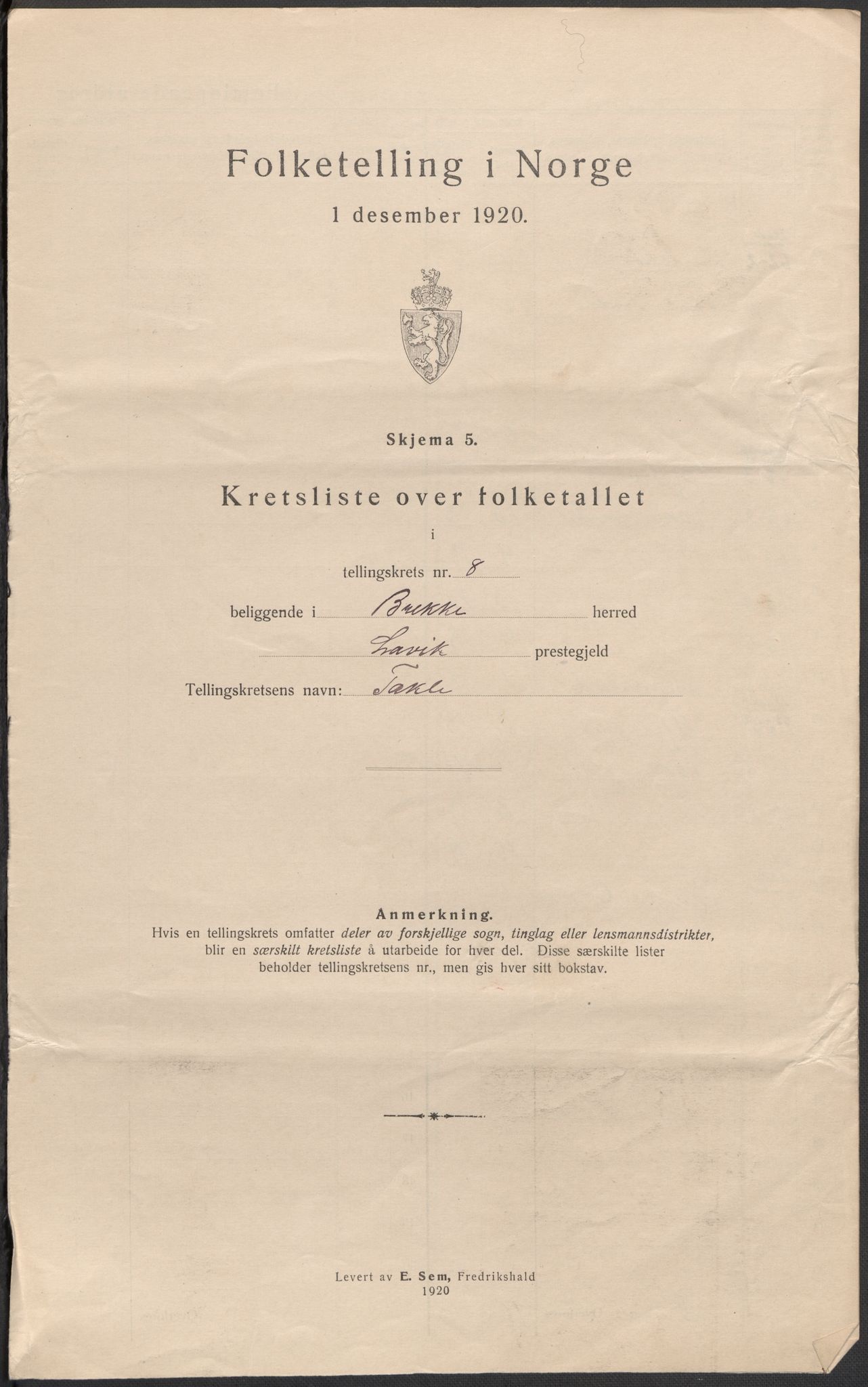 SAB, 1920 census for Brekke, 1920, p. 24