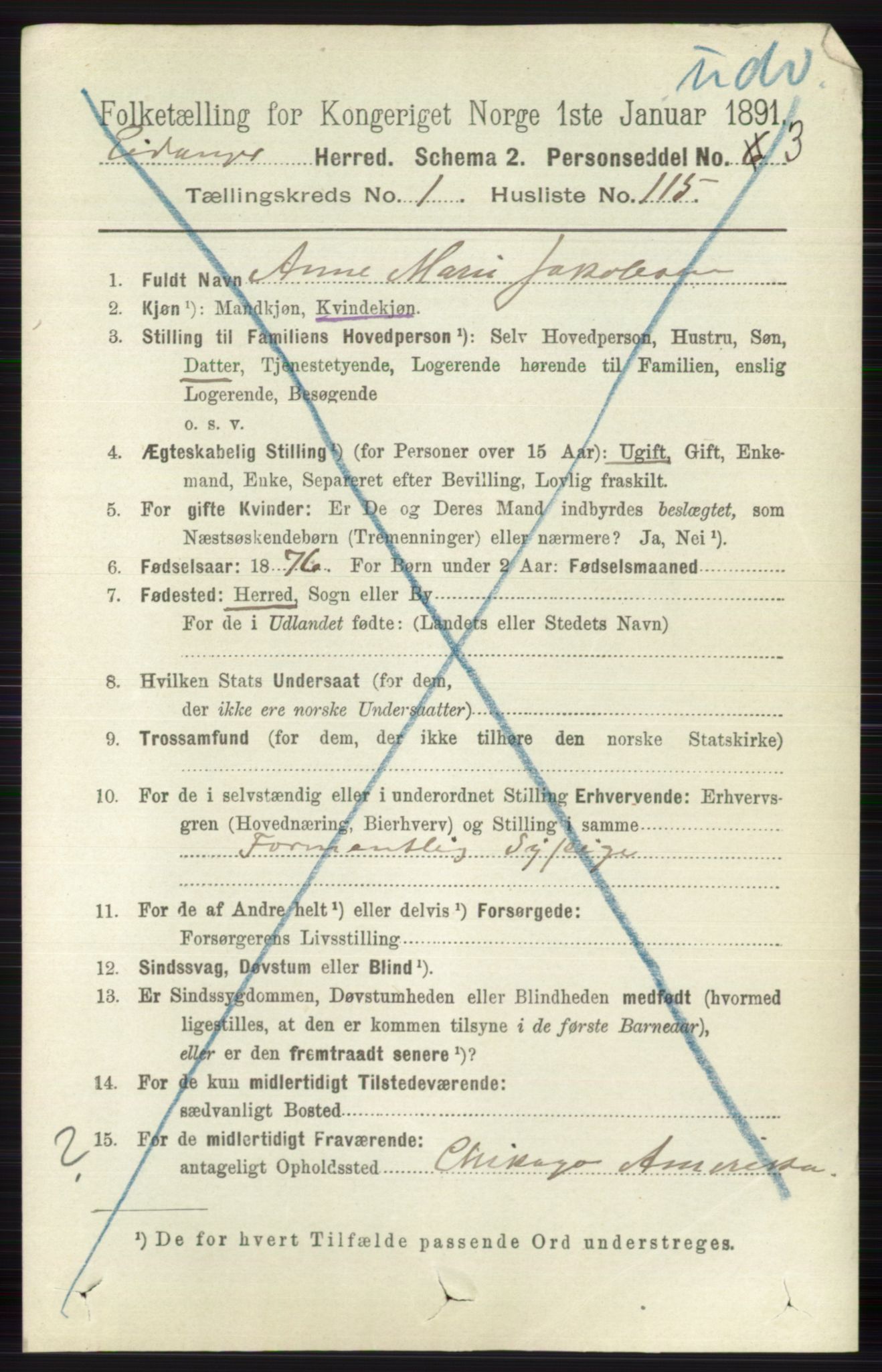 RA, 1891 census for 0813 Eidanger, 1891, p. 759