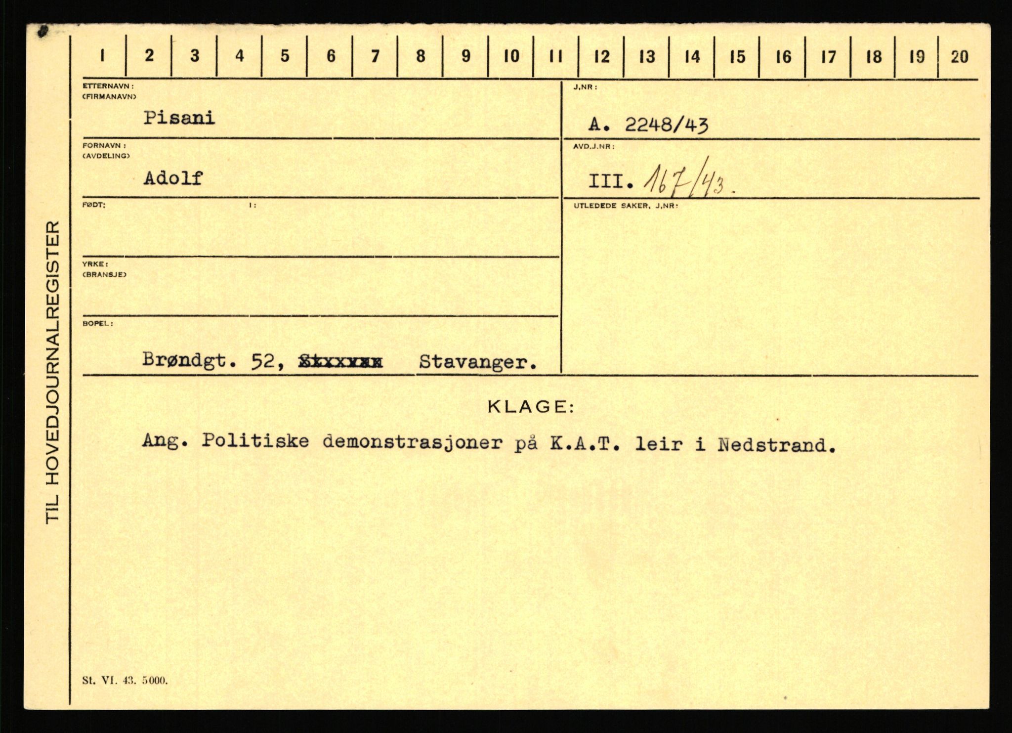 Statspolitiet - Hovedkontoret / Osloavdelingen, AV/RA-S-1329/C/Ca/L0012: Oanæs - Quistgaard	, 1943-1945, p. 4523