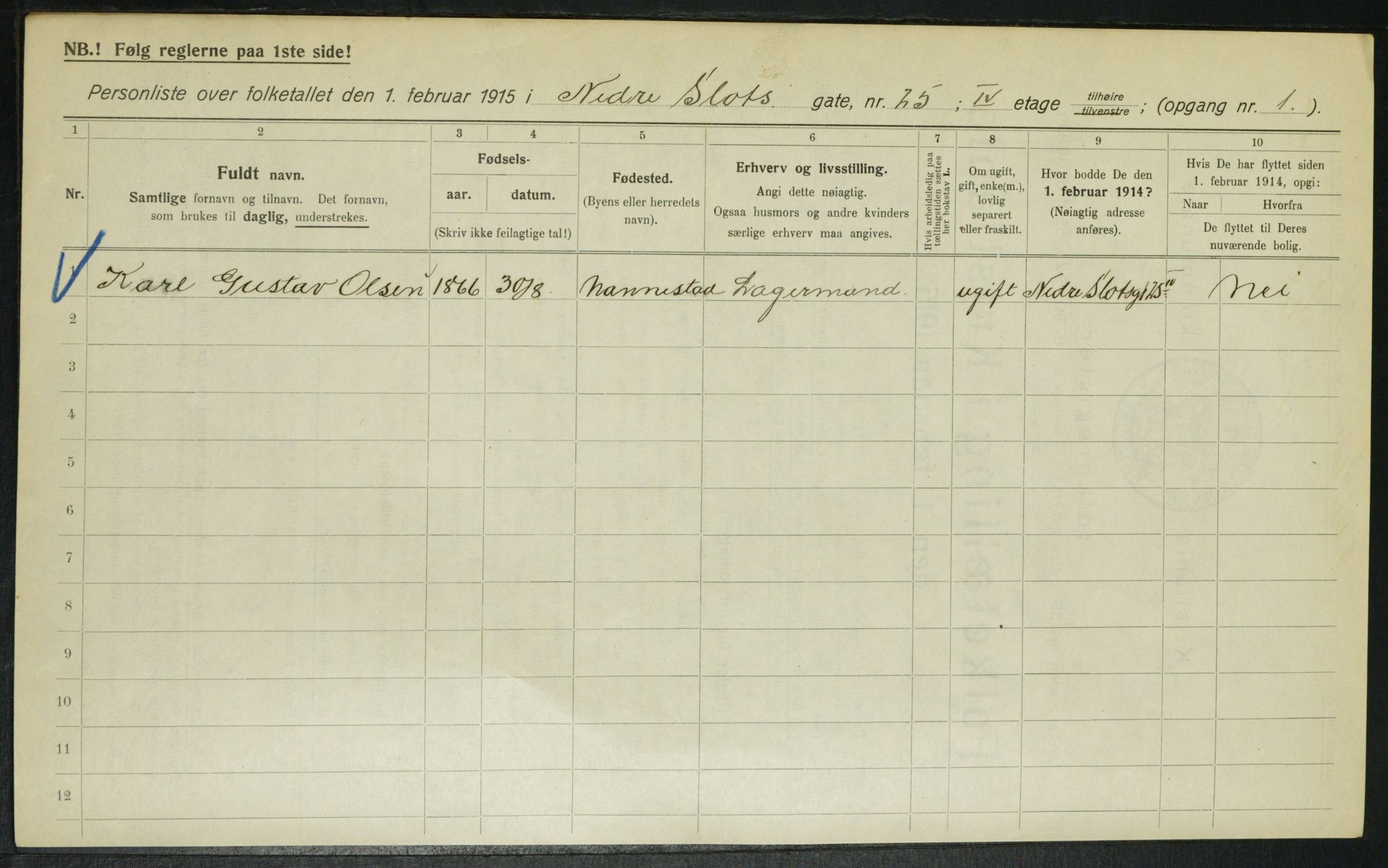 OBA, Municipal Census 1915 for Kristiania, 1915, p. 68964