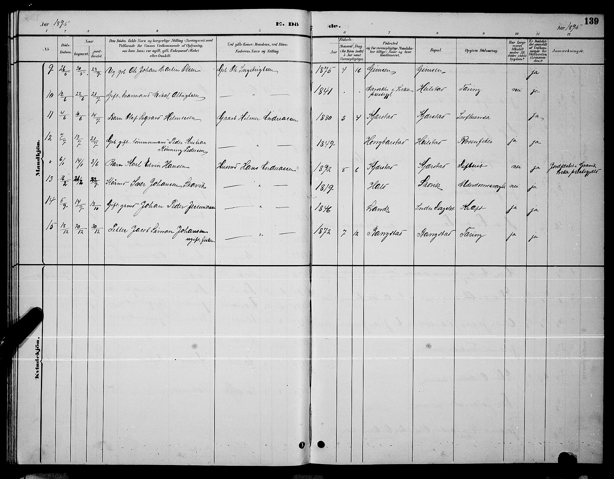 Ministerialprotokoller, klokkerbøker og fødselsregistre - Nordland, AV/SAT-A-1459/810/L0160: Parish register (copy) no. 810C03, 1884-1896, p. 139