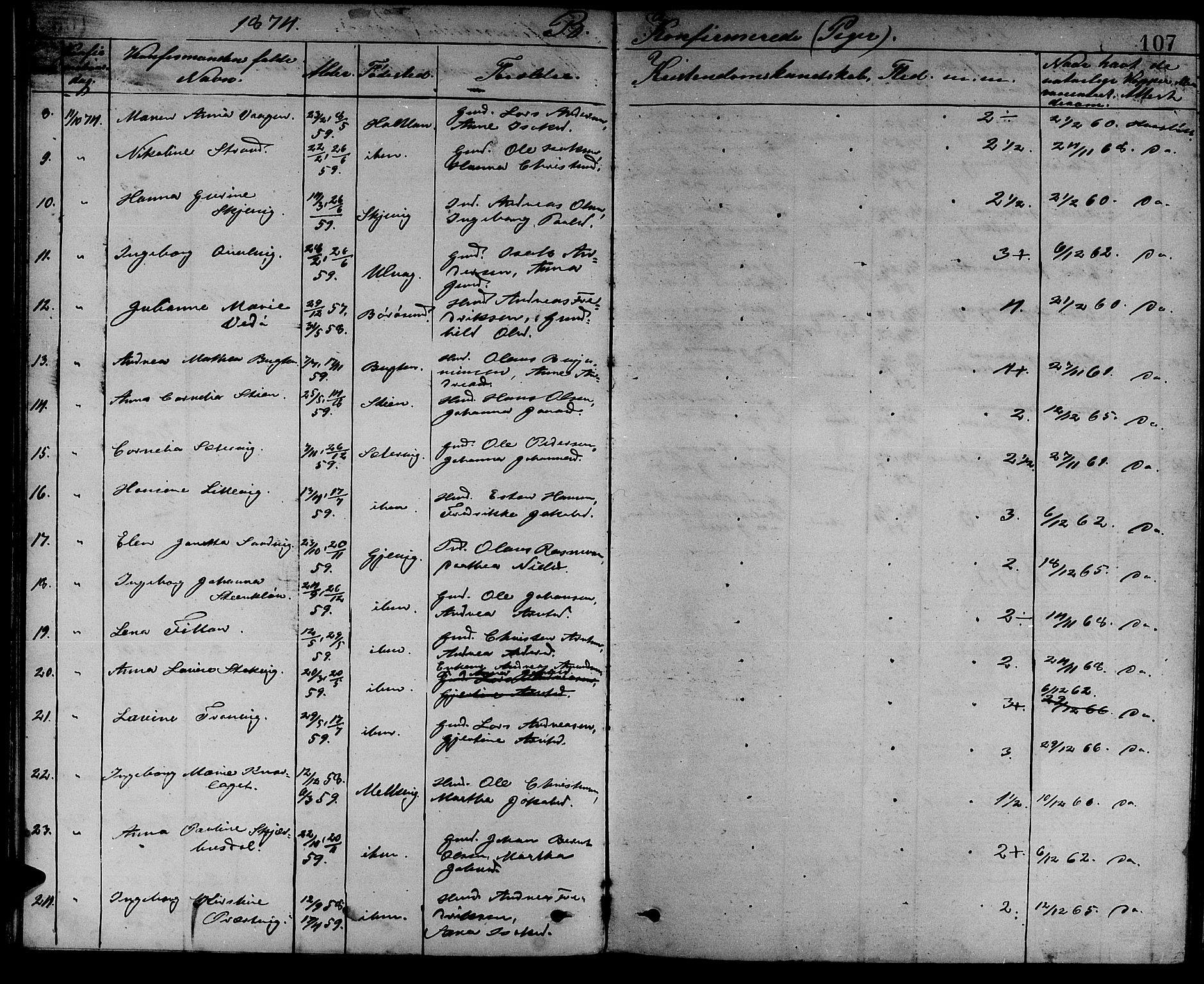 Ministerialprotokoller, klokkerbøker og fødselsregistre - Sør-Trøndelag, AV/SAT-A-1456/637/L0561: Parish register (copy) no. 637C02, 1873-1882, p. 107