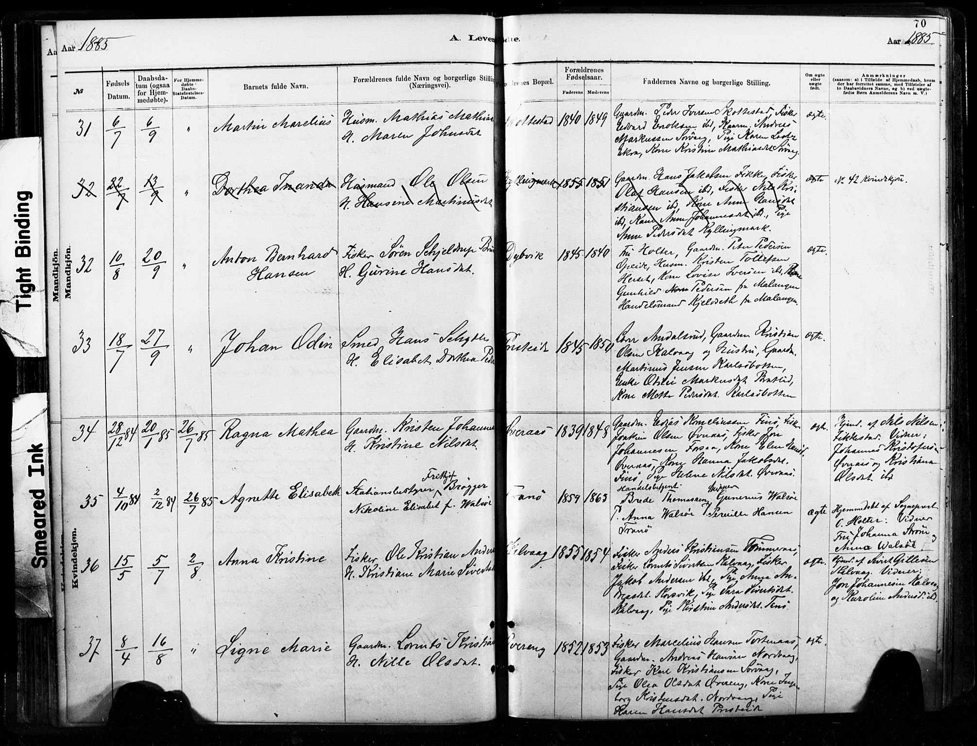 Ministerialprotokoller, klokkerbøker og fødselsregistre - Nordland, SAT/A-1459/859/L0846: Parish register (official) no. 859A06, 1878-1889, p. 70