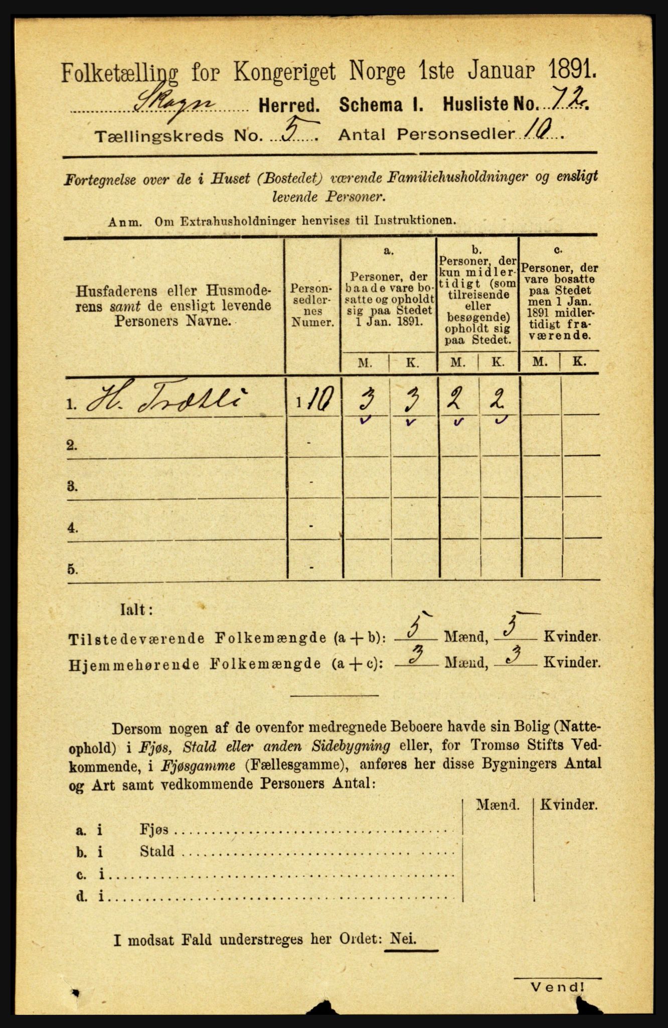 RA, 1891 census for 1719 Skogn, 1891, p. 2918