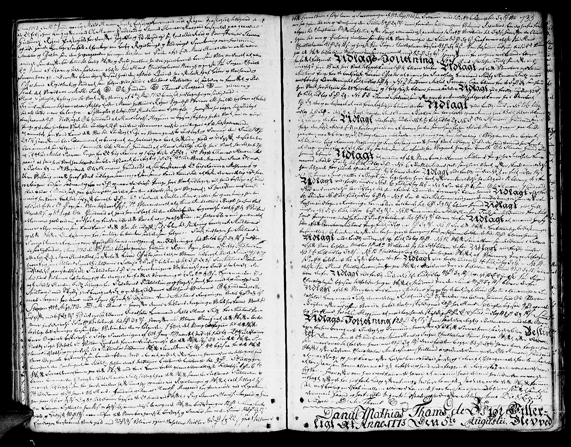 Lier, Røyken og Hurum sorenskriveri, SAKO/A-89/H/Hc/L0005: Skifteprotokoll, 1760-1774, p. 734b-735a