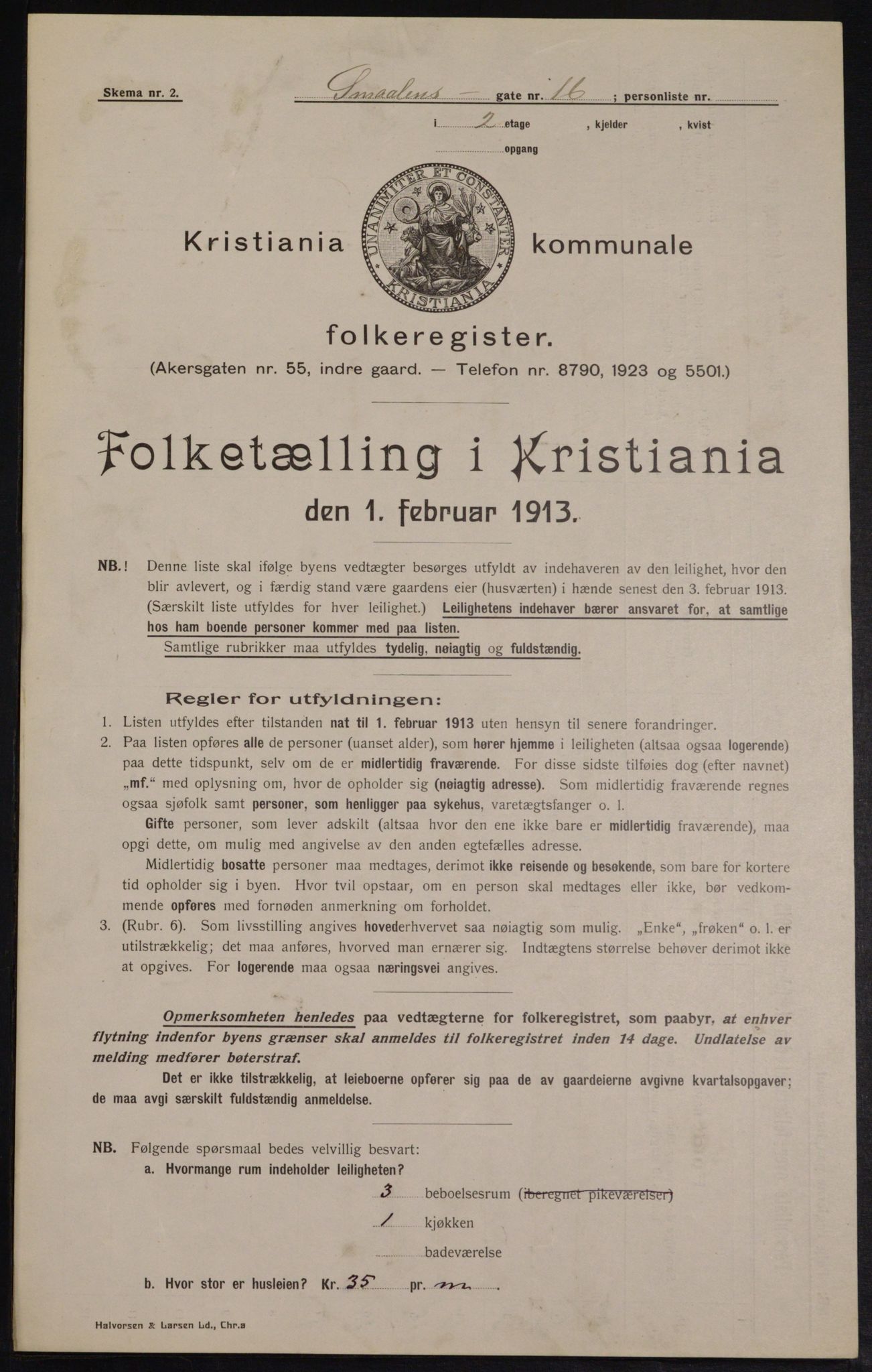 OBA, Municipal Census 1913 for Kristiania, 1913, p. 97947