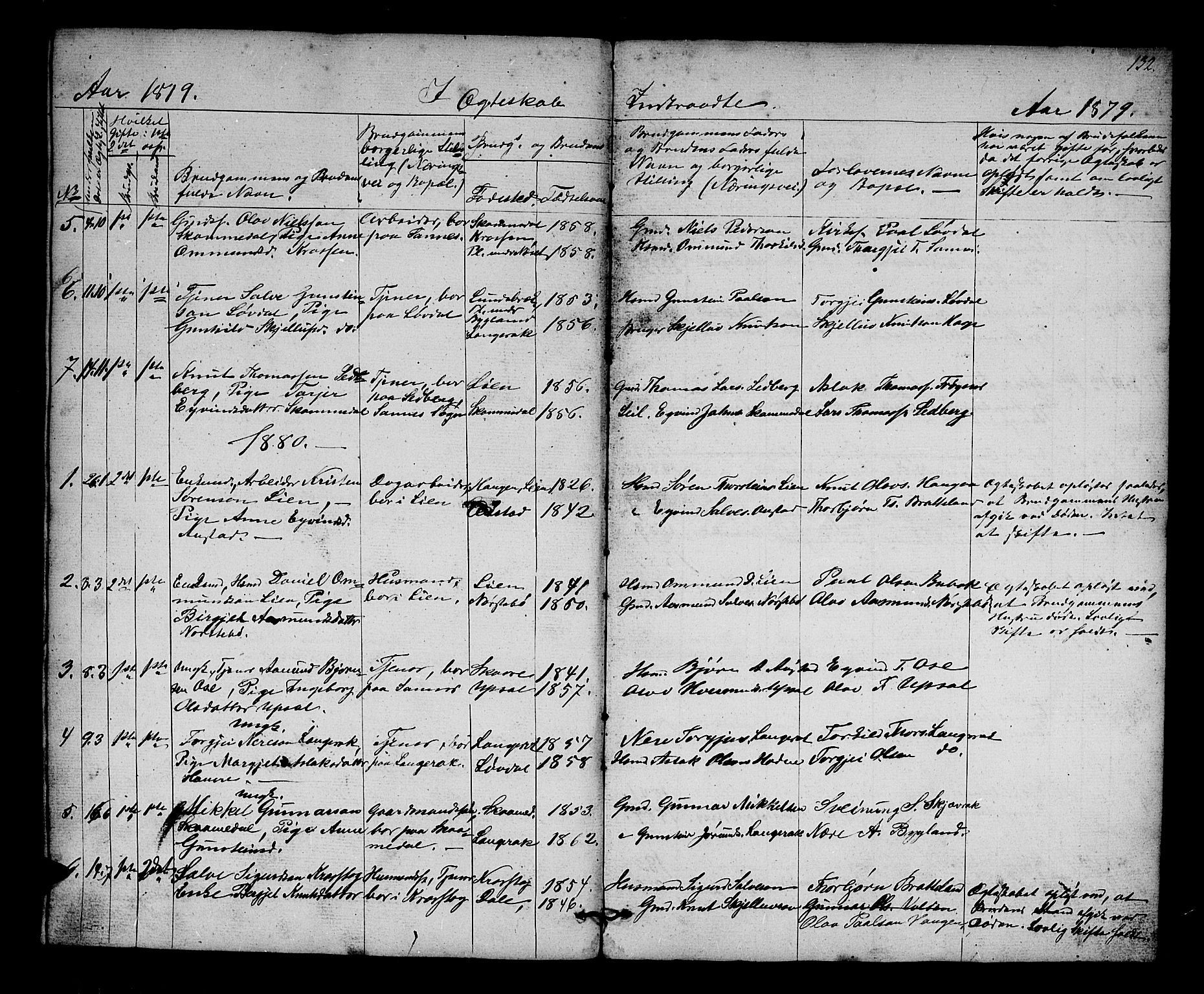 Bygland sokneprestkontor, AV/SAK-1111-0006/F/Fb/Fbb/L0002: Parish register (copy) no. B 2, 1848-1886, p. 132