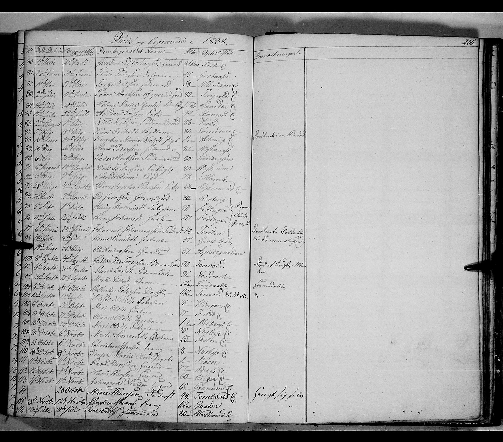 Land prestekontor, AV/SAH-PREST-120/H/Ha/Hab/L0002: Parish register (copy) no. 2, 1833-1849, p. 235