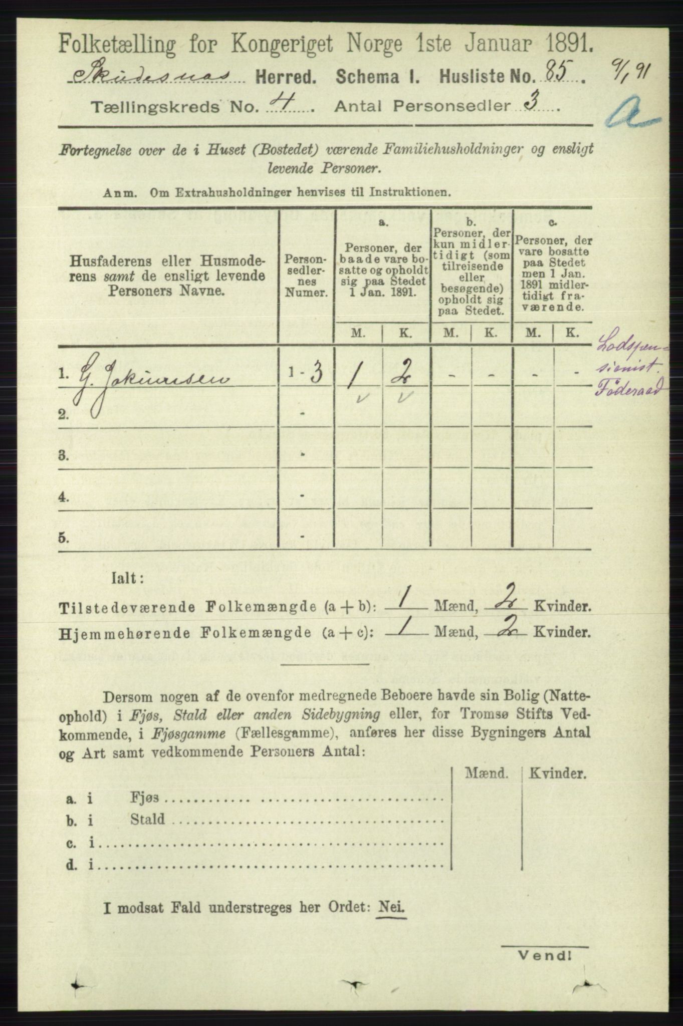 RA, 1891 census for 1150 Skudenes, 1891, p. 1857