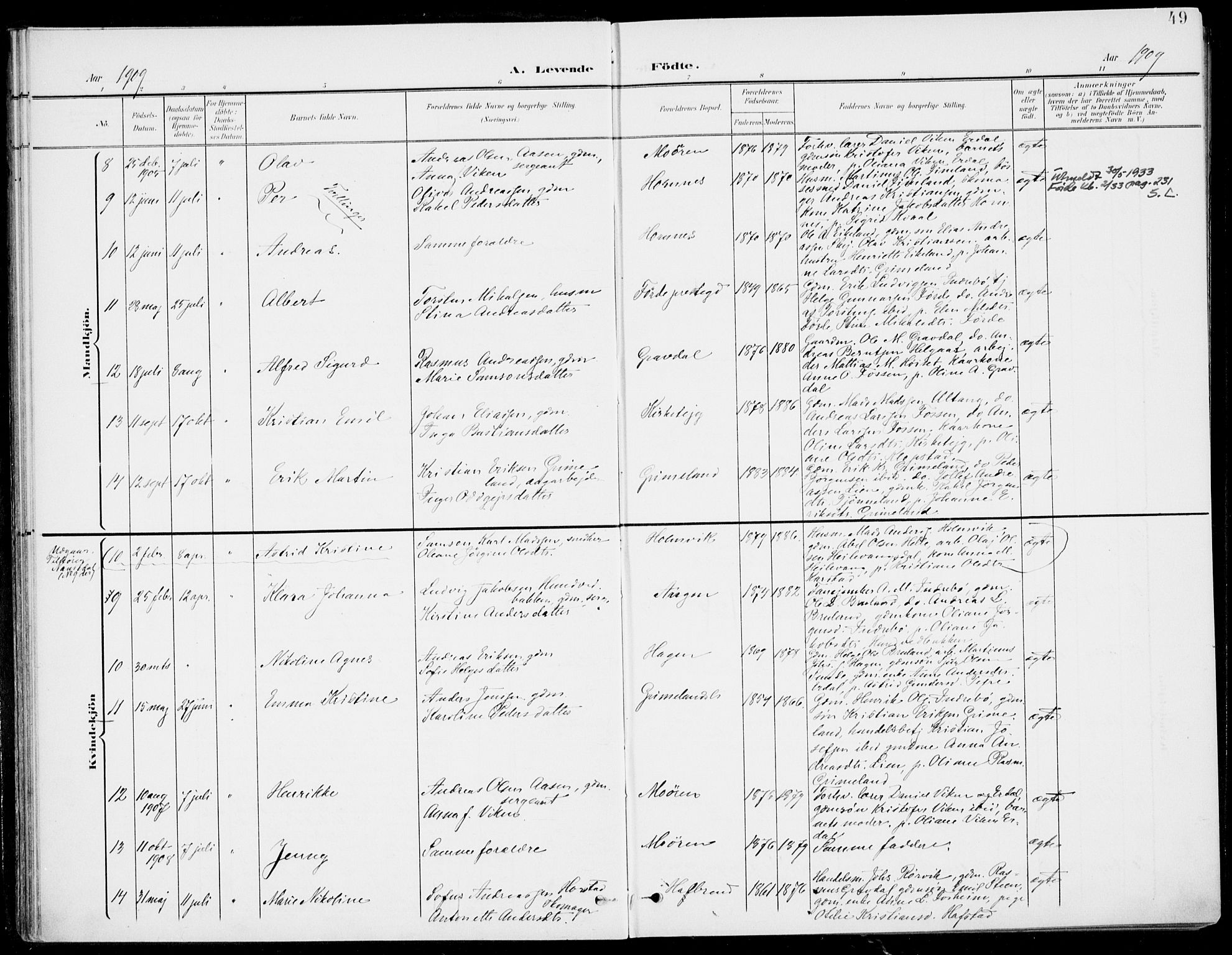 Førde sokneprestembete, AV/SAB-A-79901/H/Haa/Haab/L0002: Parish register (official) no. B  2, 1899-1920, p. 49
