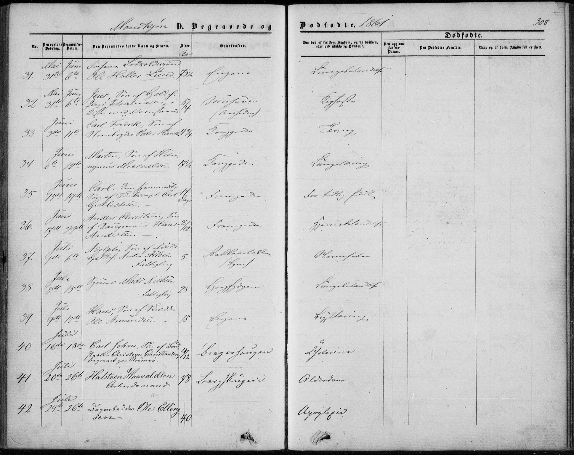 Bragernes kirkebøker, AV/SAKO-A-6/F/Fb/L0003: Parish register (official) no. II 3, 1860-1868, p. 308