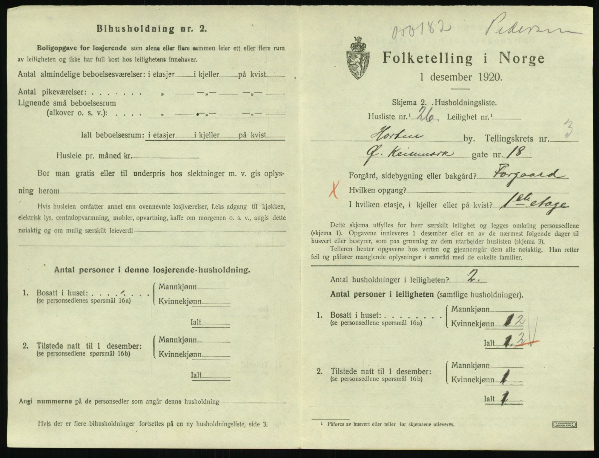 SAKO, 1920 census for Horten, 1920, p. 4213