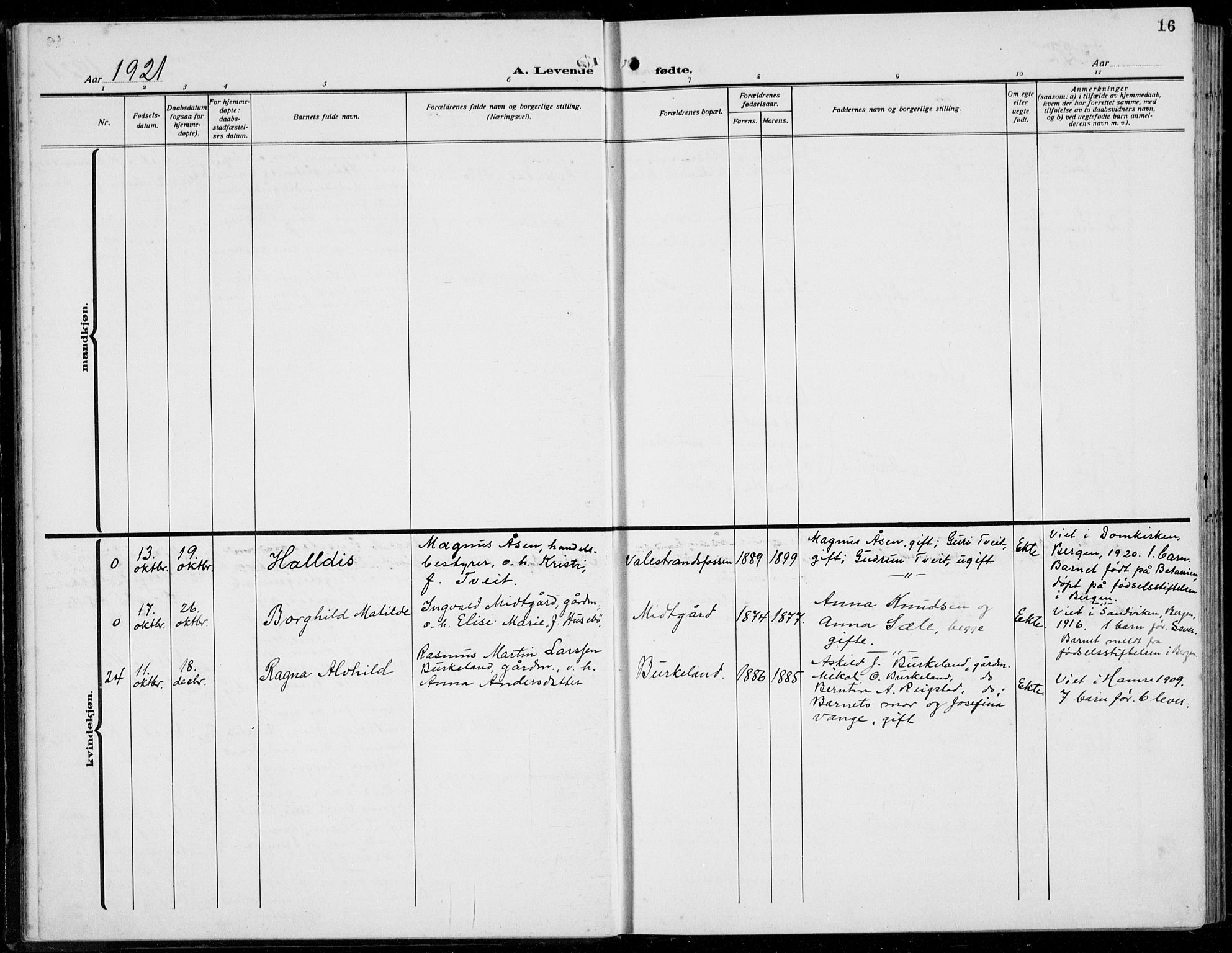 Hamre sokneprestembete, SAB/A-75501/H/Ha/Hab: Parish register (copy) no. B 5, 1920-1940, p. 16