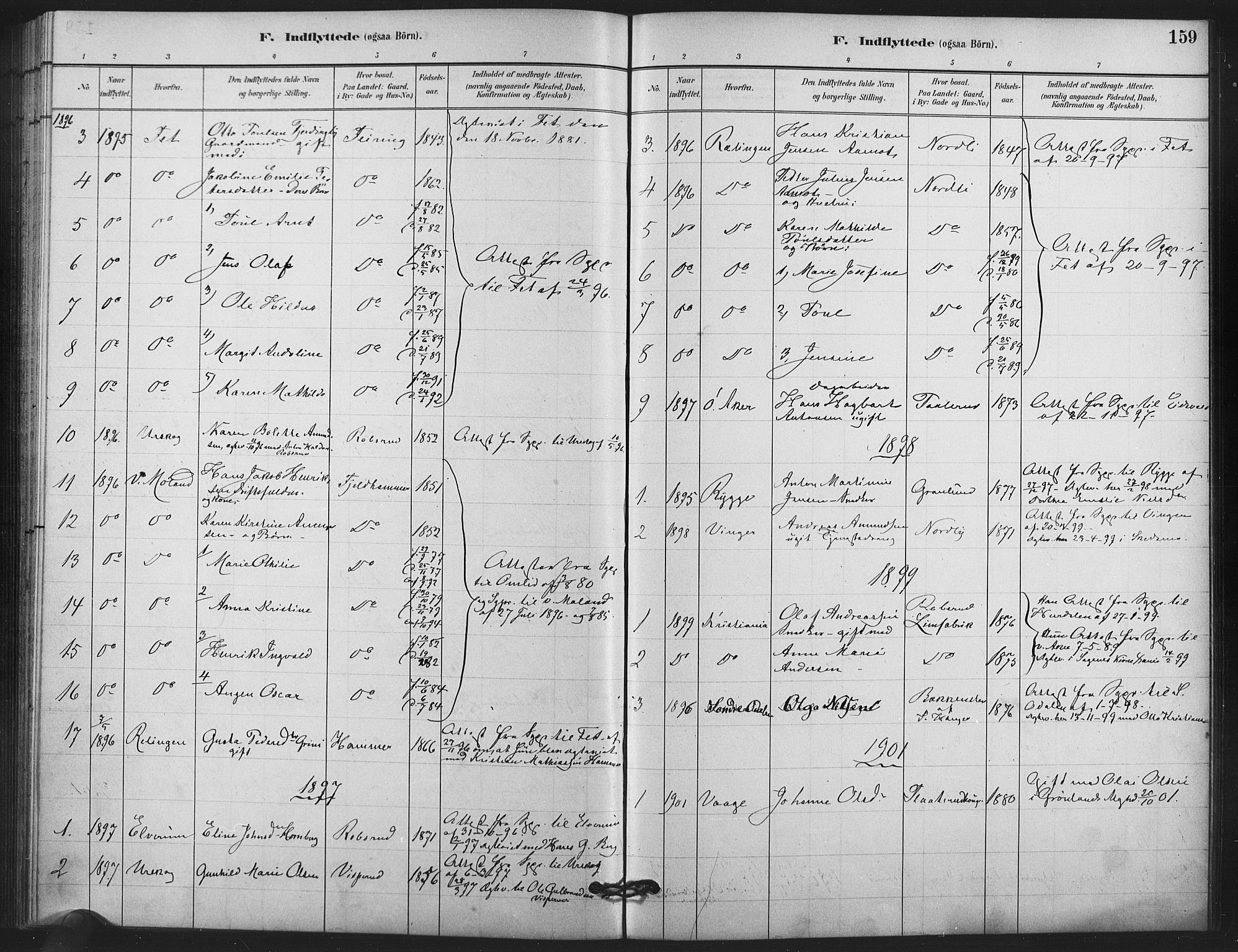 Skedsmo prestekontor Kirkebøker, AV/SAO-A-10033a/F/Fb/L0001: Parish register (official) no. II 1, 1883-1901, p. 159