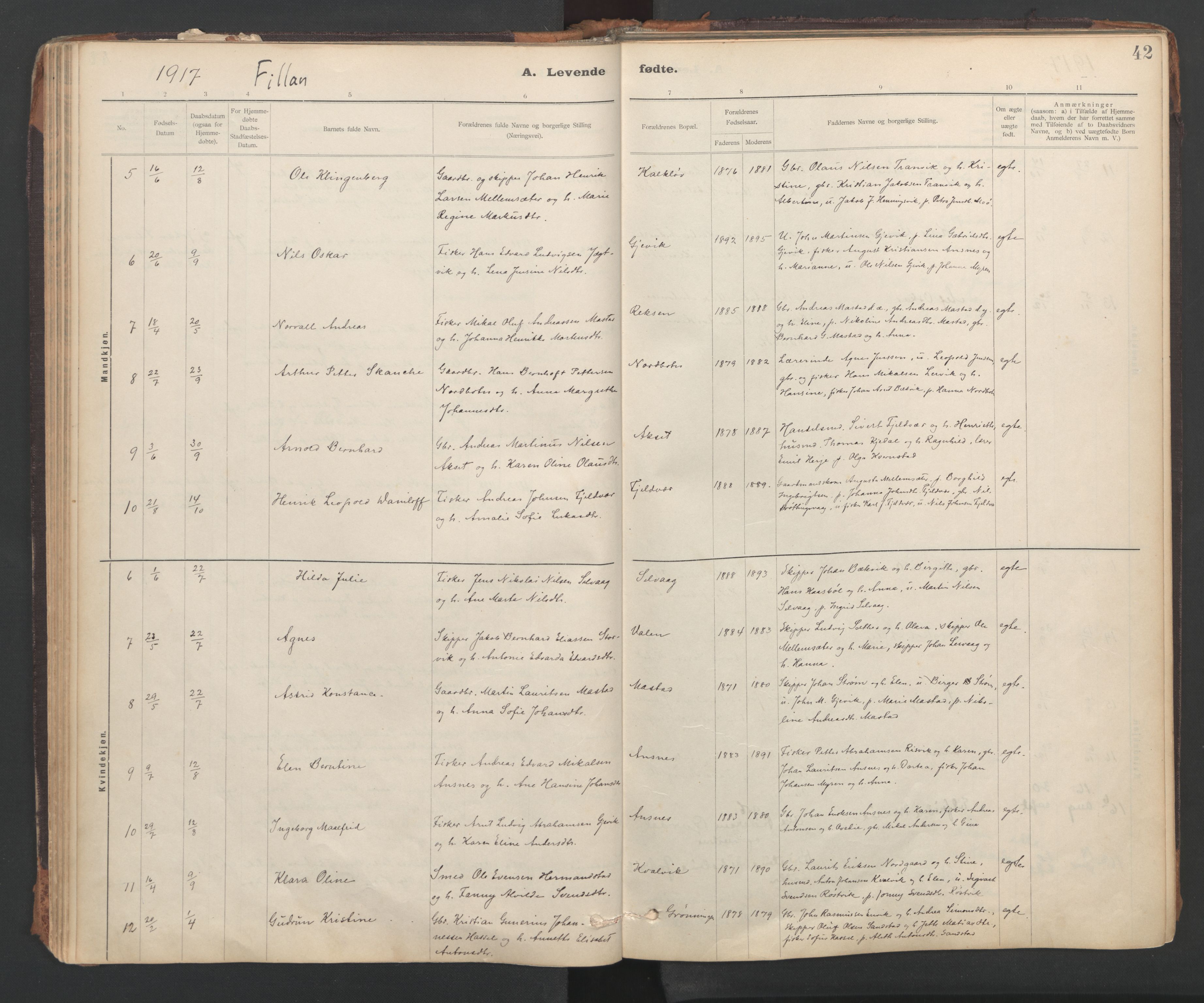 Ministerialprotokoller, klokkerbøker og fødselsregistre - Sør-Trøndelag, SAT/A-1456/637/L0559: Parish register (official) no. 637A02, 1899-1923, p. 42
