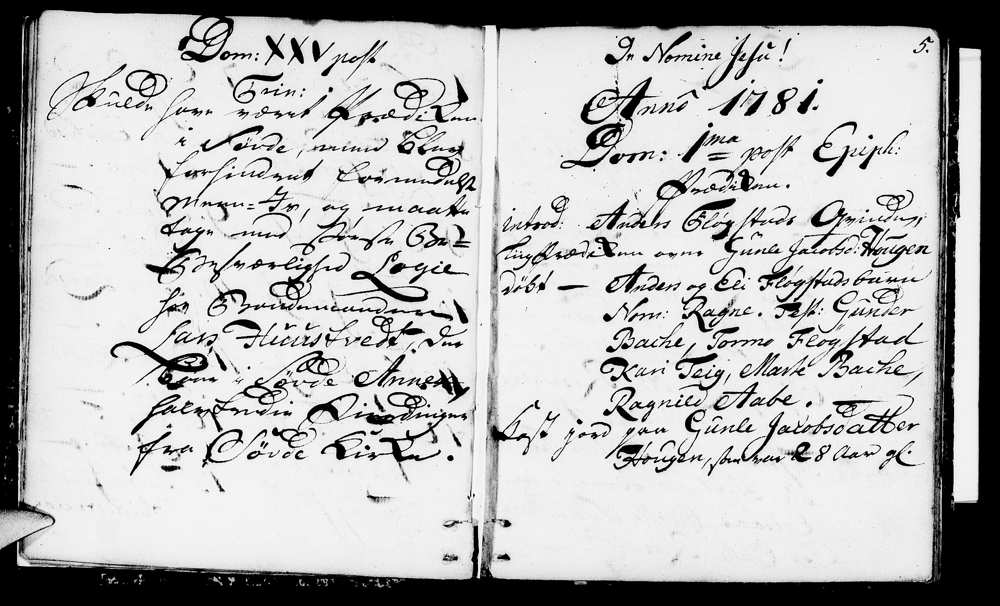 Suldal sokneprestkontor, SAST/A-101845/01/IV/L0002: Parish register (official) no. A 2, 1780-1808, p. 5