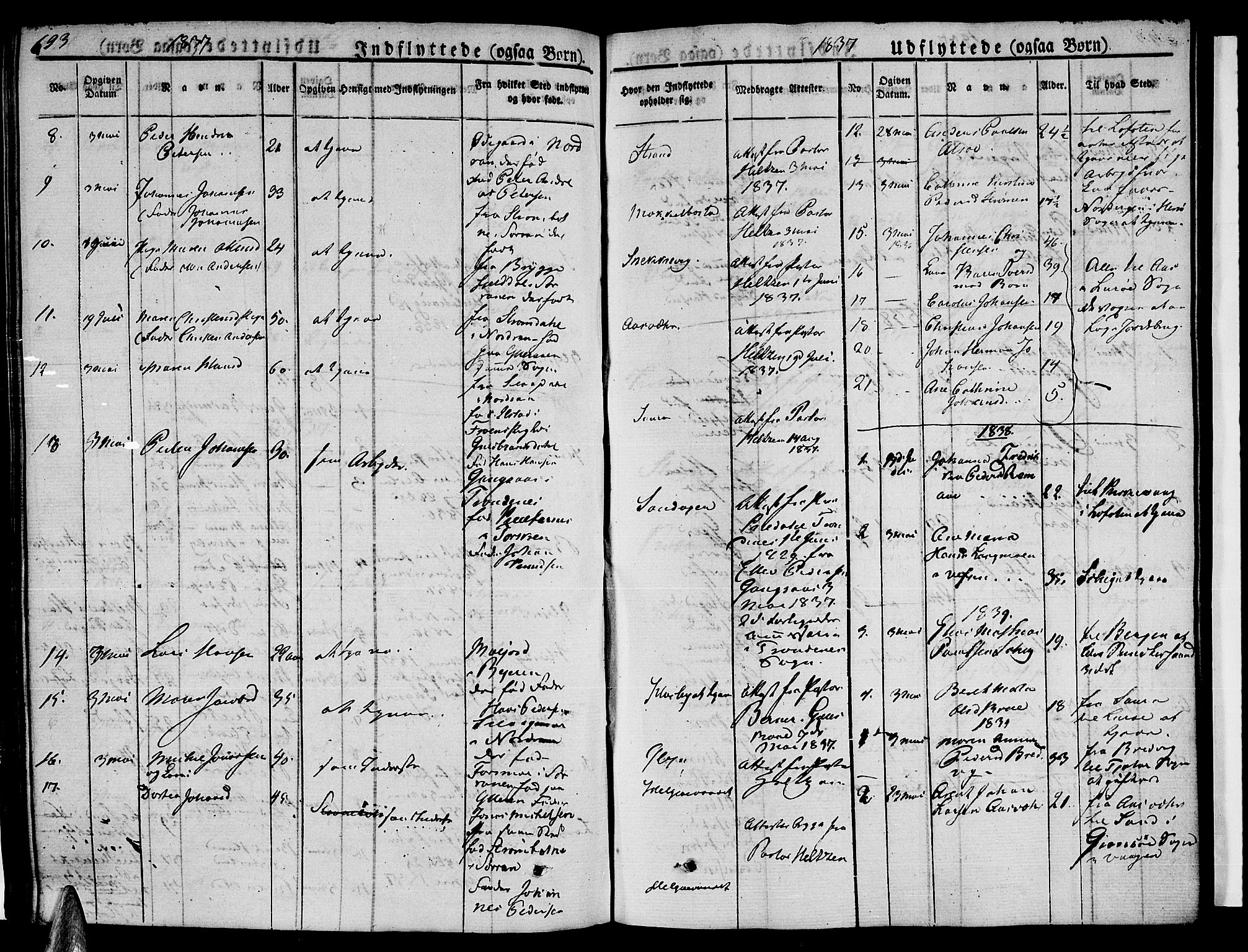 Ministerialprotokoller, klokkerbøker og fødselsregistre - Nordland, SAT/A-1459/838/L0548: Parish register (official) no. 838A06, 1829-1839, p. 693-694