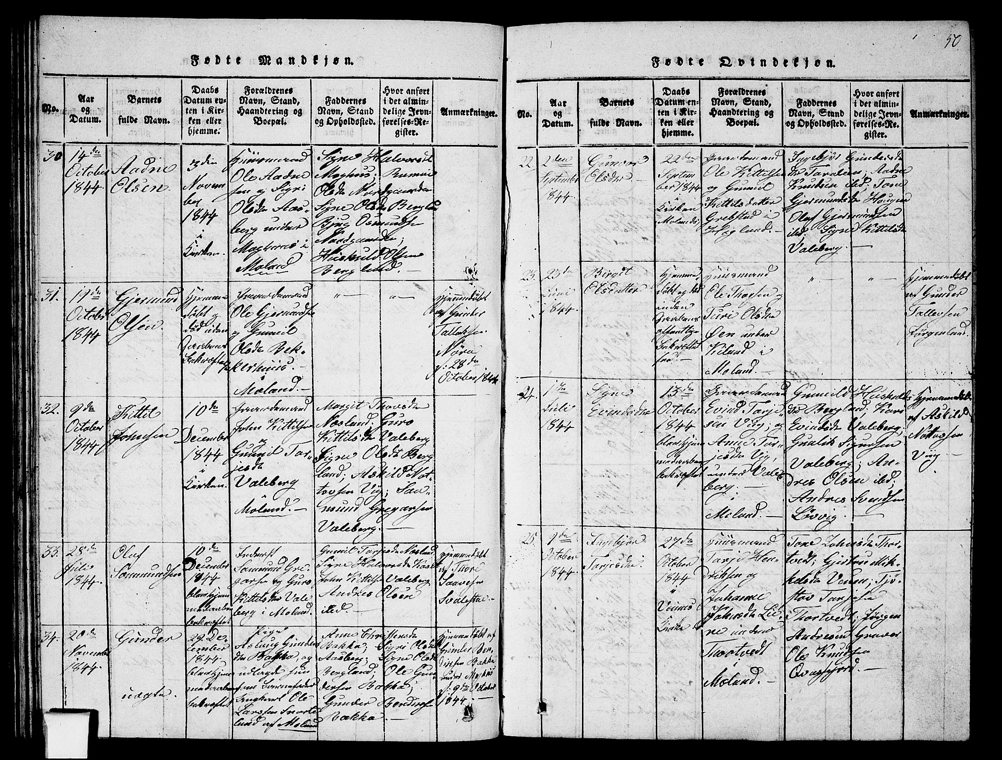 Fyresdal kirkebøker, SAKO/A-263/G/Ga/L0002: Parish register (copy) no. I 2, 1815-1857, p. 50