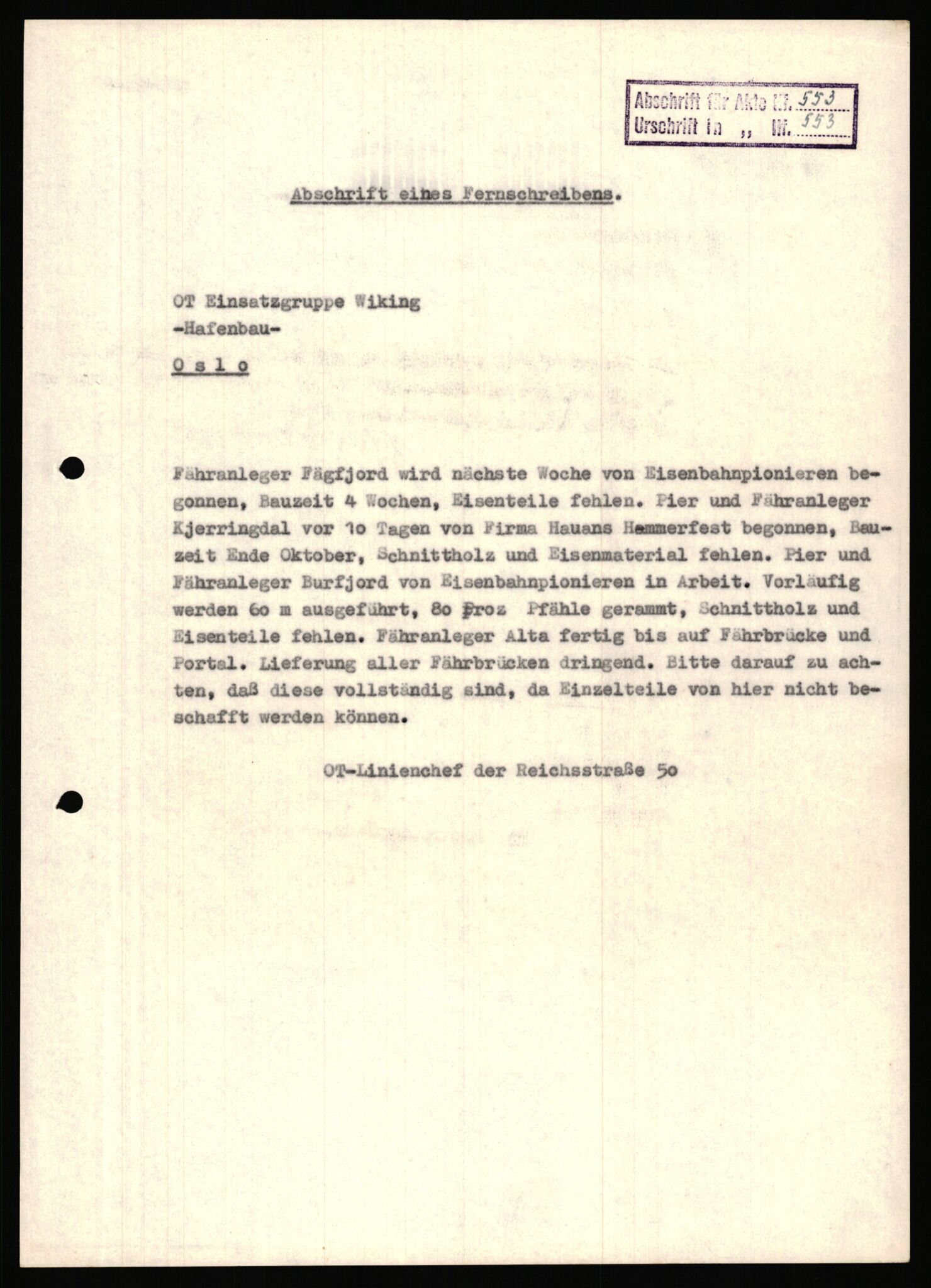 Tyske arkiver, Organisation Todt (OT), Einsatzgruppe Wiking, AV/RA-RAFA-2188/1/E/E2/E2d/L0023: Fähren und Anlegen, 1942-1944, p. 169