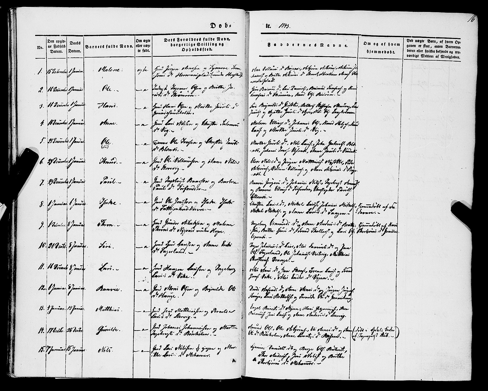 Stord sokneprestembete, SAB/A-78201/H/Haa: Parish register (official) no. A 7, 1841-1861, p. 16